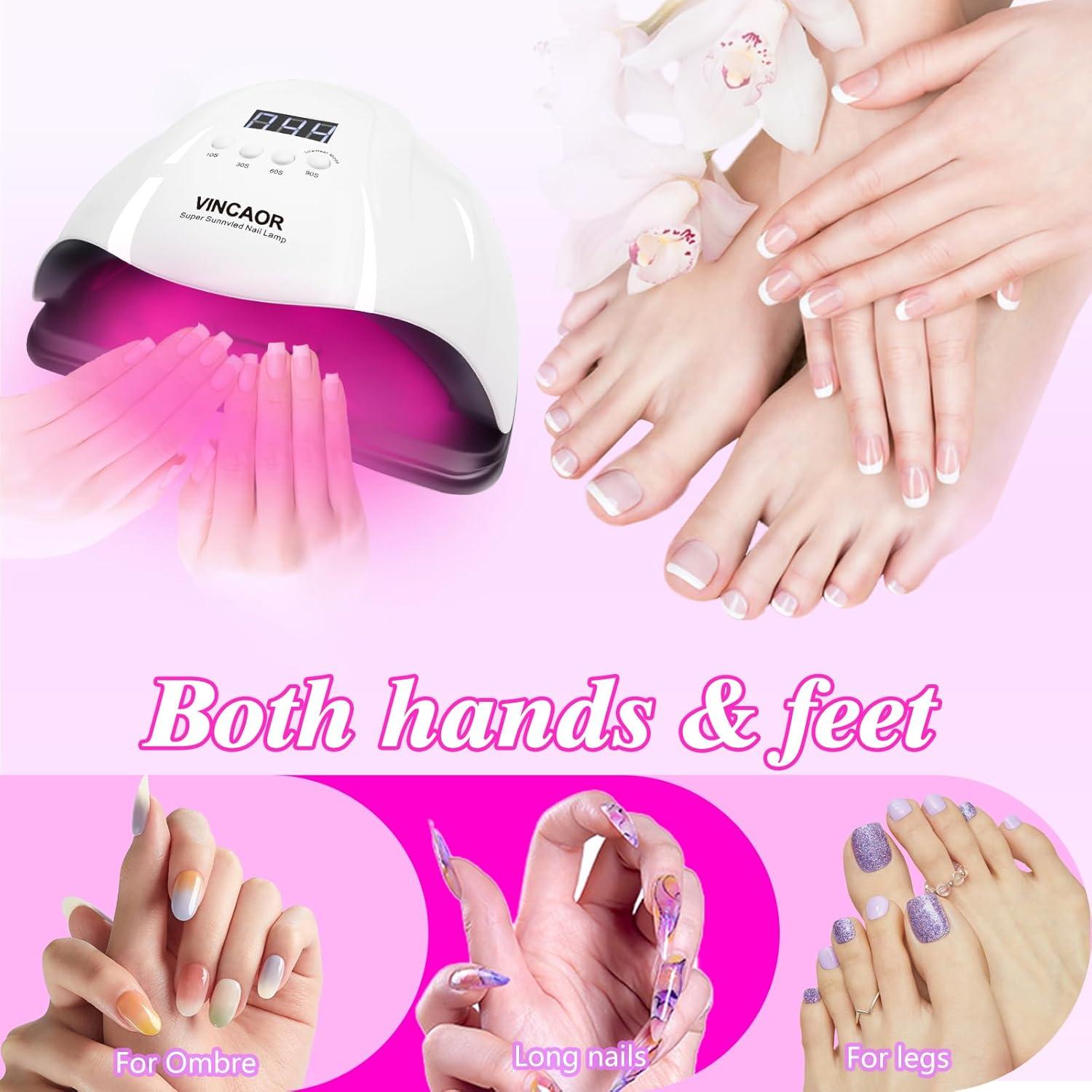 Secador de Uñas UV VINCAOR 180W con 45 LEDs y Temporizador