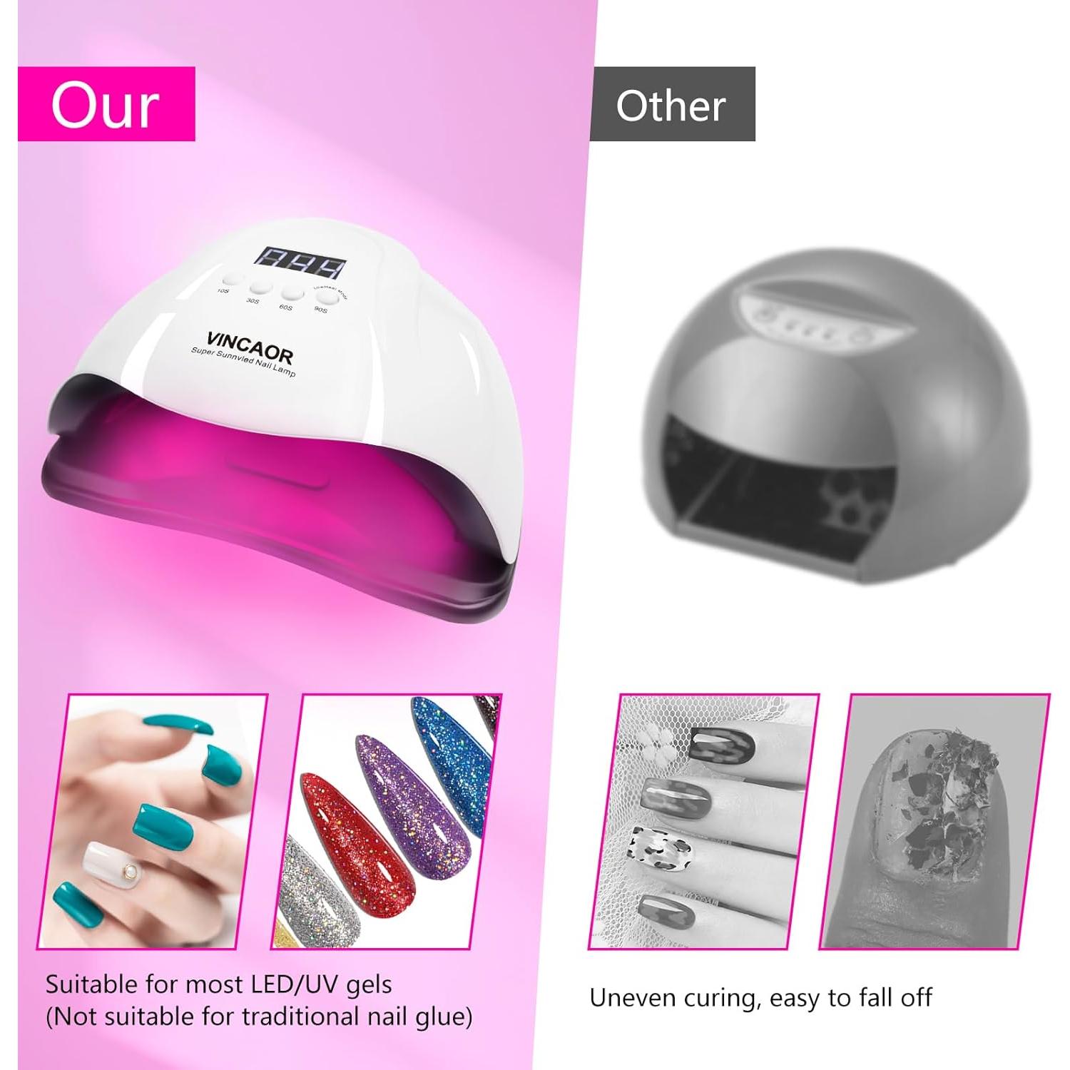 Secador de Uñas UV VINCAOR 180W con 45 LEDs y Temporizador