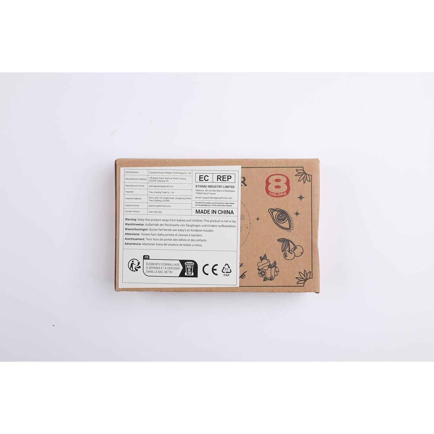 Kit de Tatuajes Temporales PFARRER 8 Botellas Tinta DIY 105 Piezas