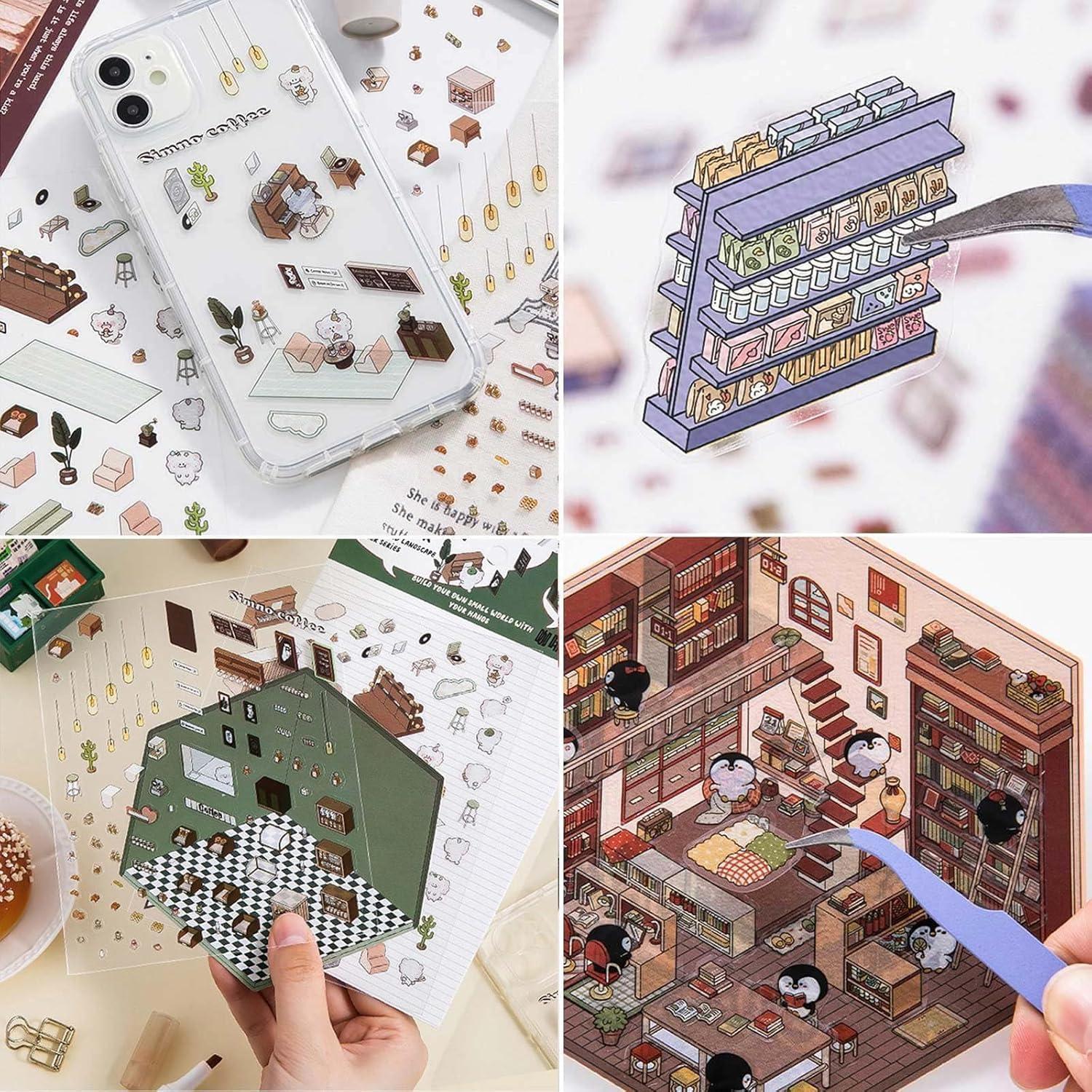 4 Sets Stickers 3D DIY Genérico Caricaturas para Escenas