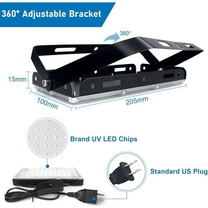 Luz Negra LED 50W Indmird con Soporte Ajustable IP65