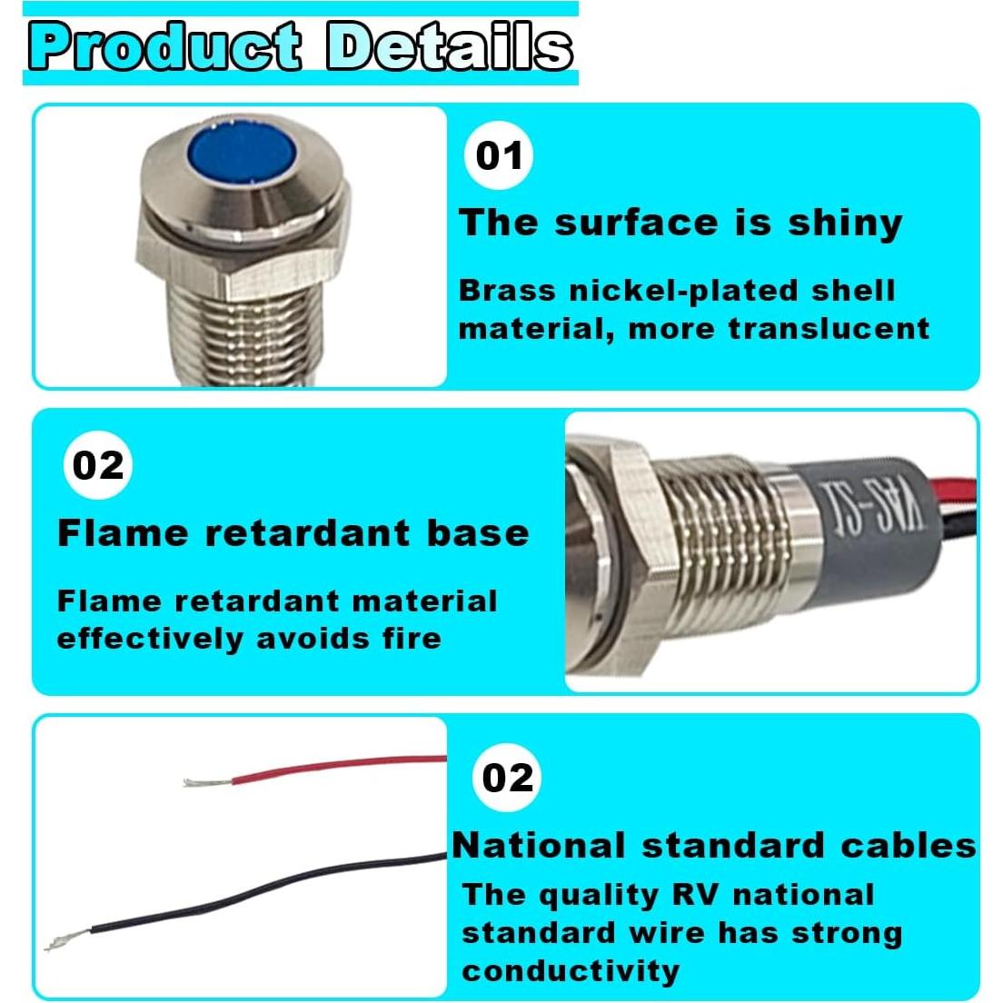 Luz Indicadora LED Azul SMILFUY 12V-24V a Prueba de Agua