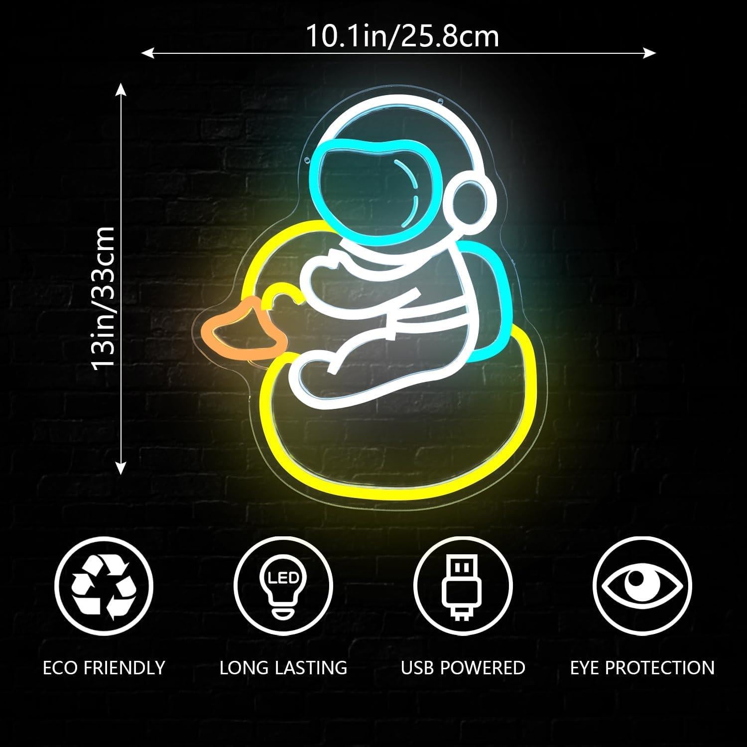 Luz de Neón Pato Astronauta LED Jeanchrl para Decoración