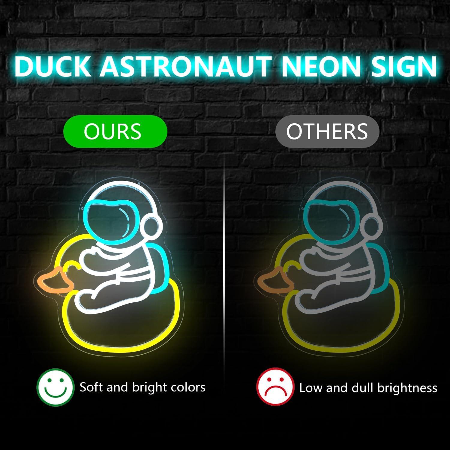 Luz de Neón Pato Astronauta LED Jeanchrl para Decoración