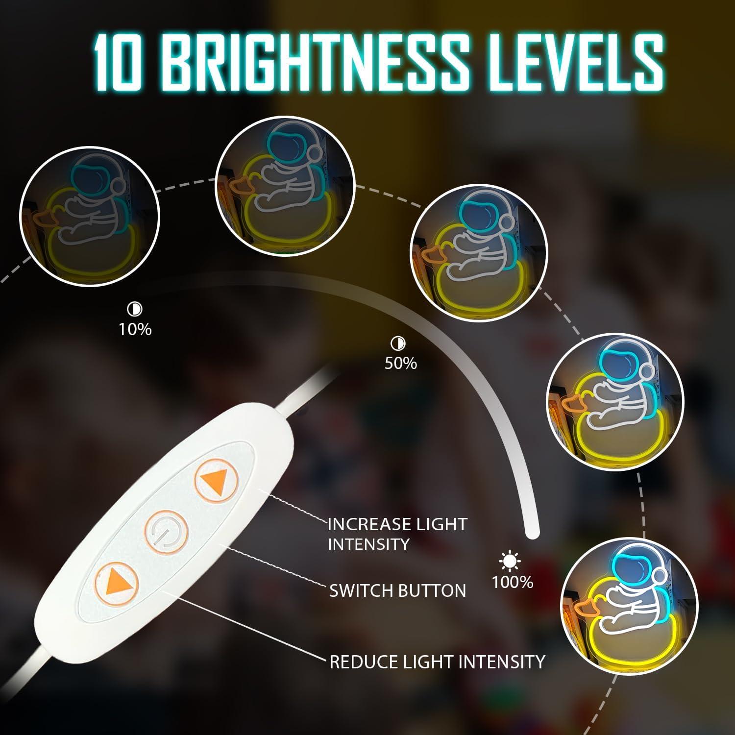 Luz de Neón Pato Astronauta LED Jeanchrl para Decoración