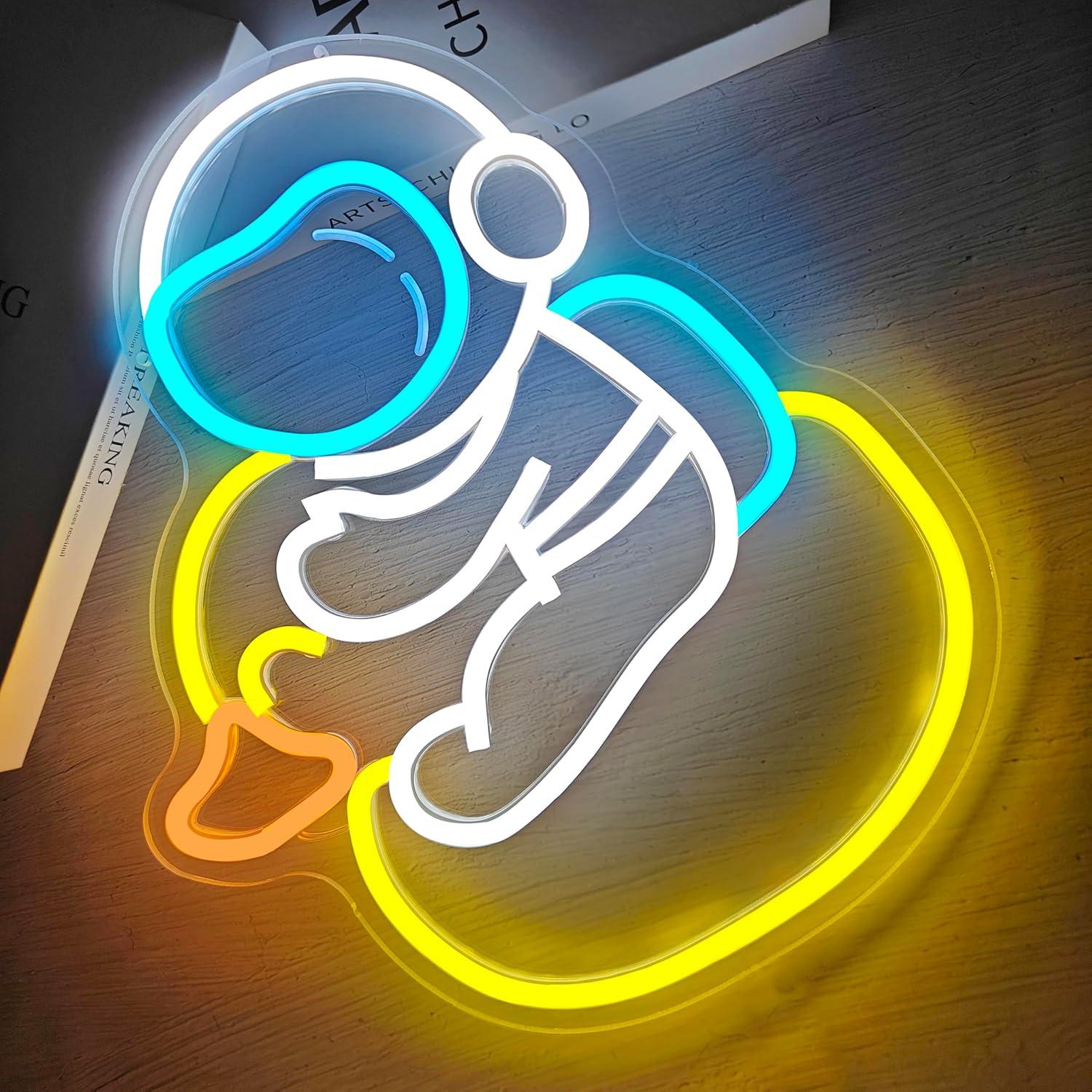 Luz de Neón Pato Astronauta LED Jeanchrl para Decoración