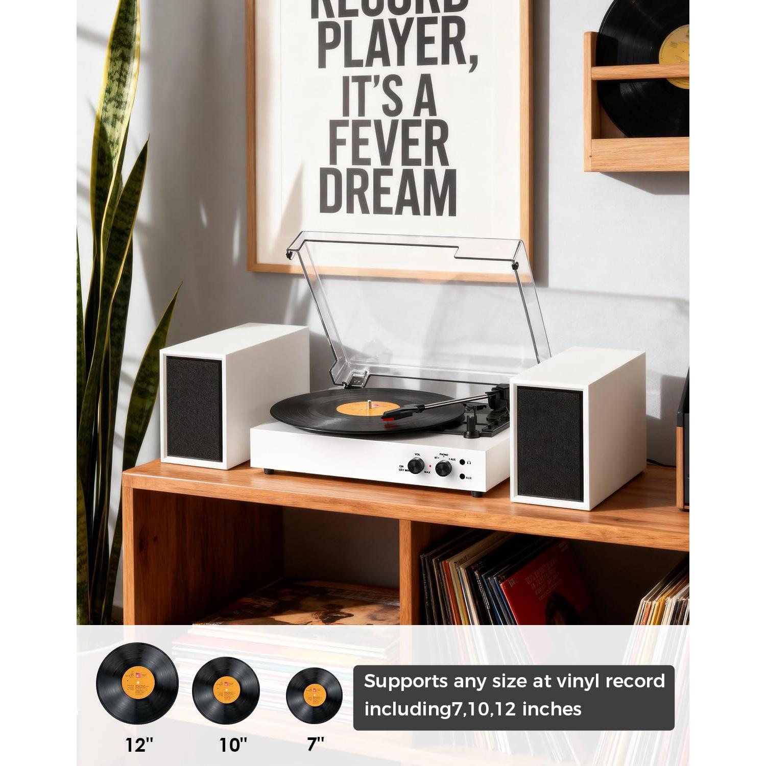 Reproductor de Vinilo Bluetooth DANFI AUDIO TE-003 Blanco 3 Velocidades