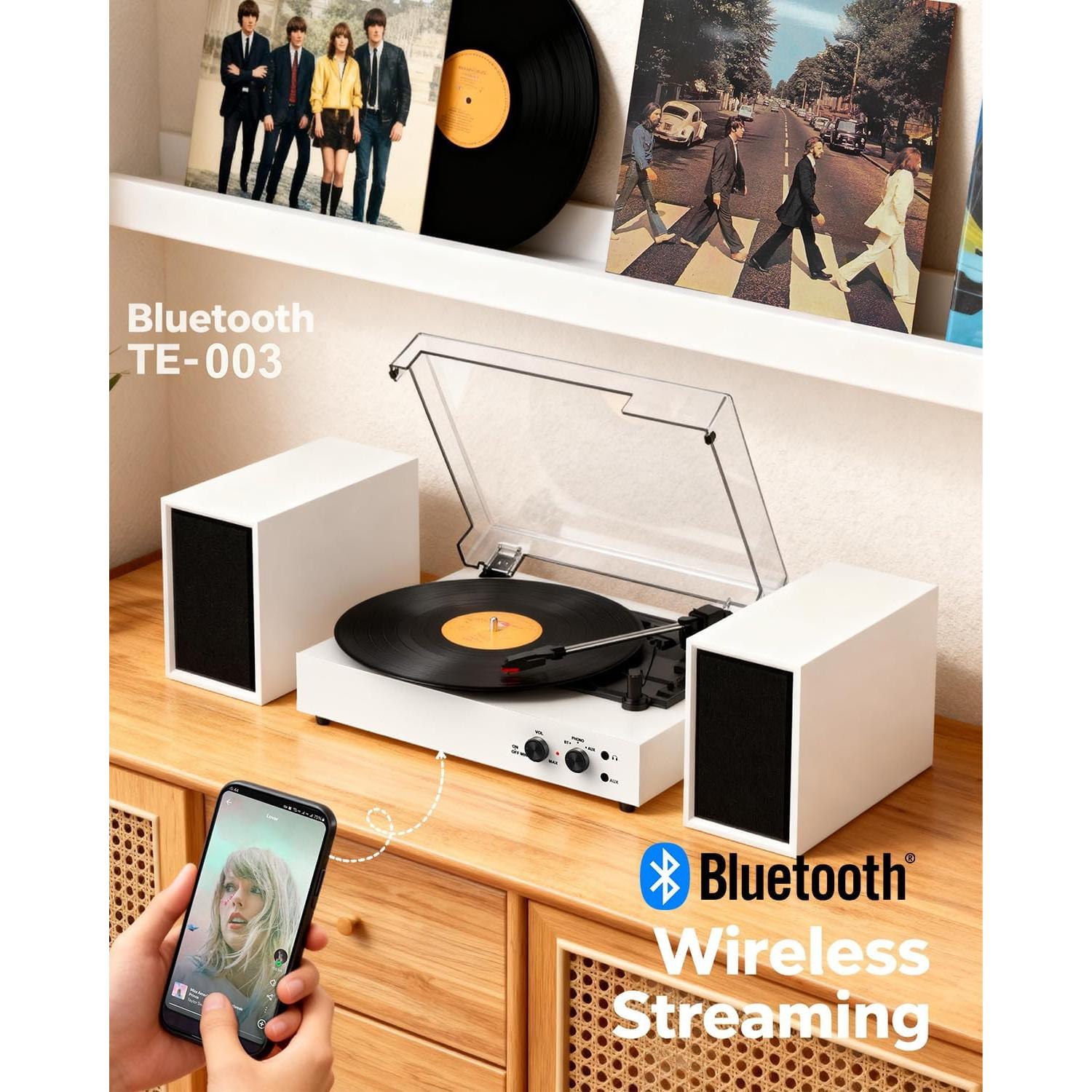 Reproductor de Vinilo Bluetooth DANFI AUDIO TE-003 Blanco 3 Velocidades