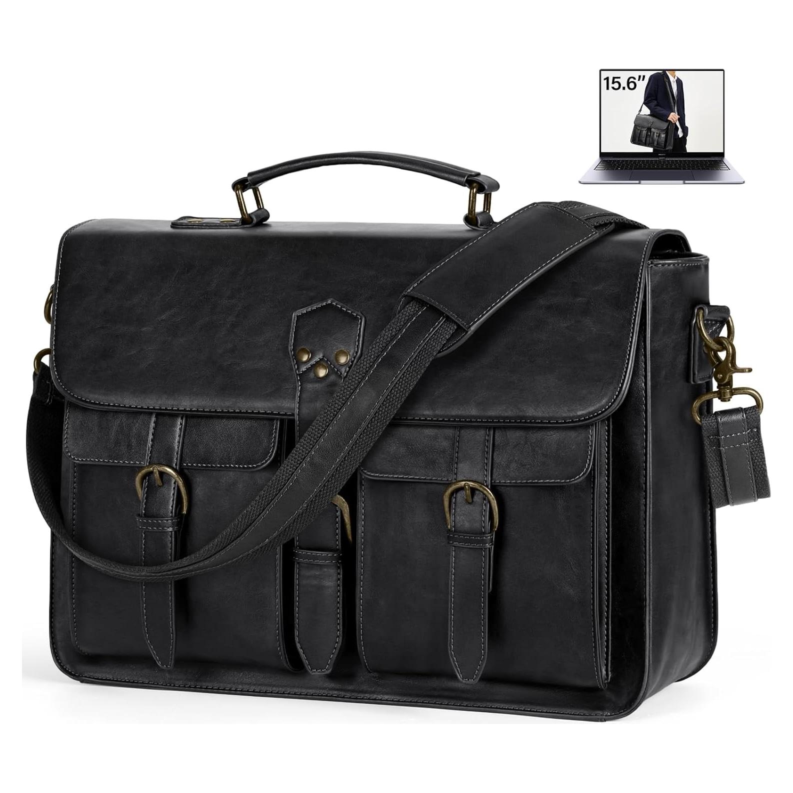 Bolsa Mensajera RAINSMORE para Laptop 15.6" Cuero Negro