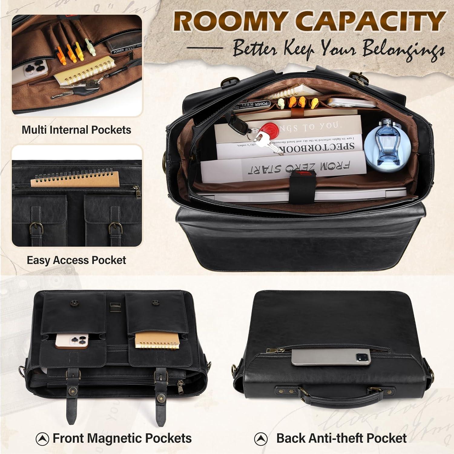 Bolsa Mensajera RAINSMORE para Laptop 15.6" Cuero Negro