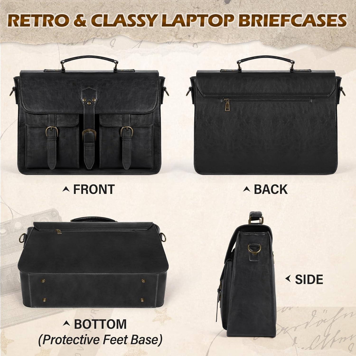 Bolsa Mensajera RAINSMORE para Laptop 15.6" Cuero Negro