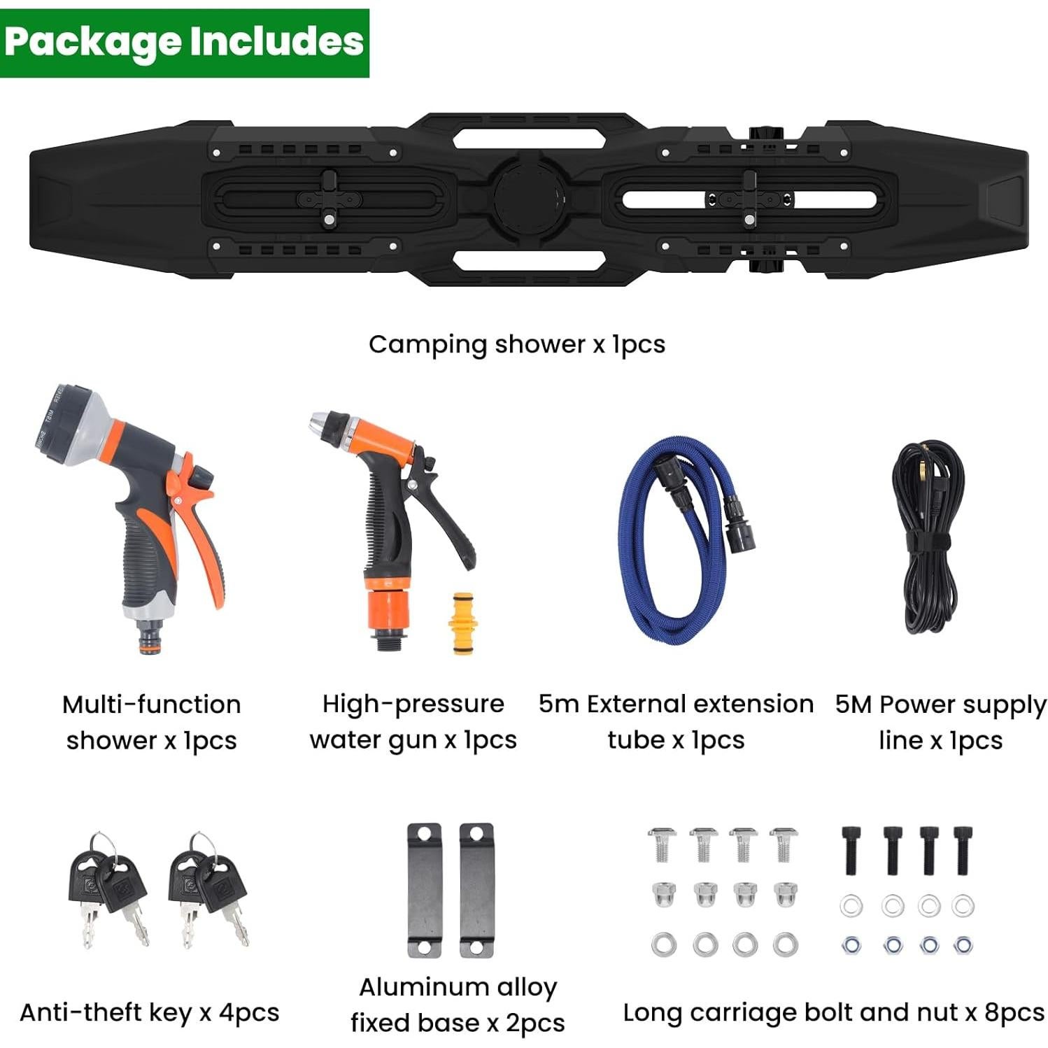 Tanque de Agua Just-V 30 Litros con Ducha para Camping
