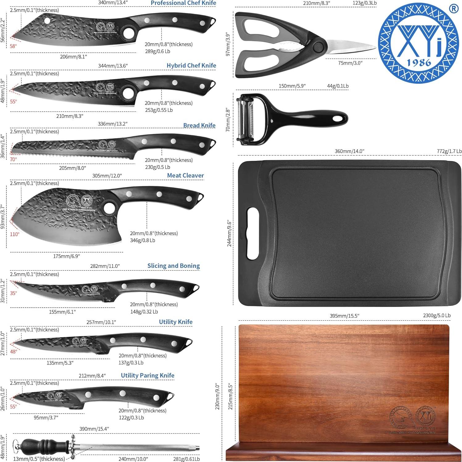 Conjunto de cuchillos de cocina XYJ 13 piezas con bloque magnético