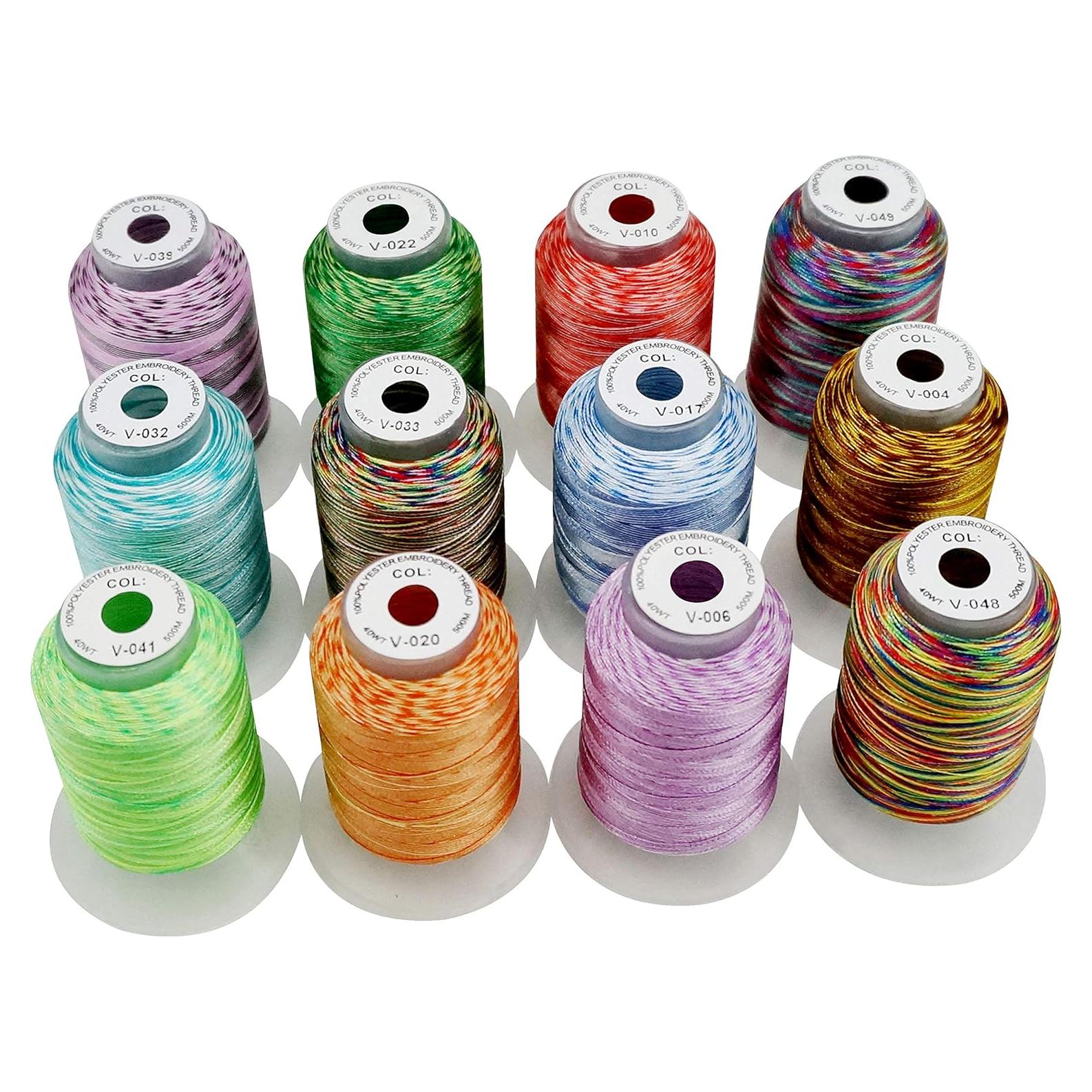 Kit de Hilo de Bordado Variegado 12 Colores 500M Nuevo Brothread