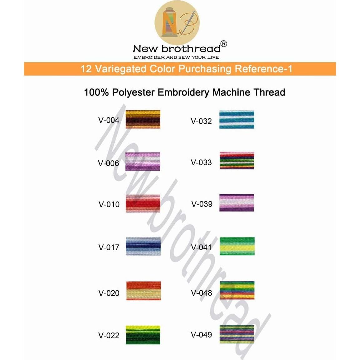 Kit de Hilo de Bordado Variegado 12 Colores 500M Nuevo Brothread
