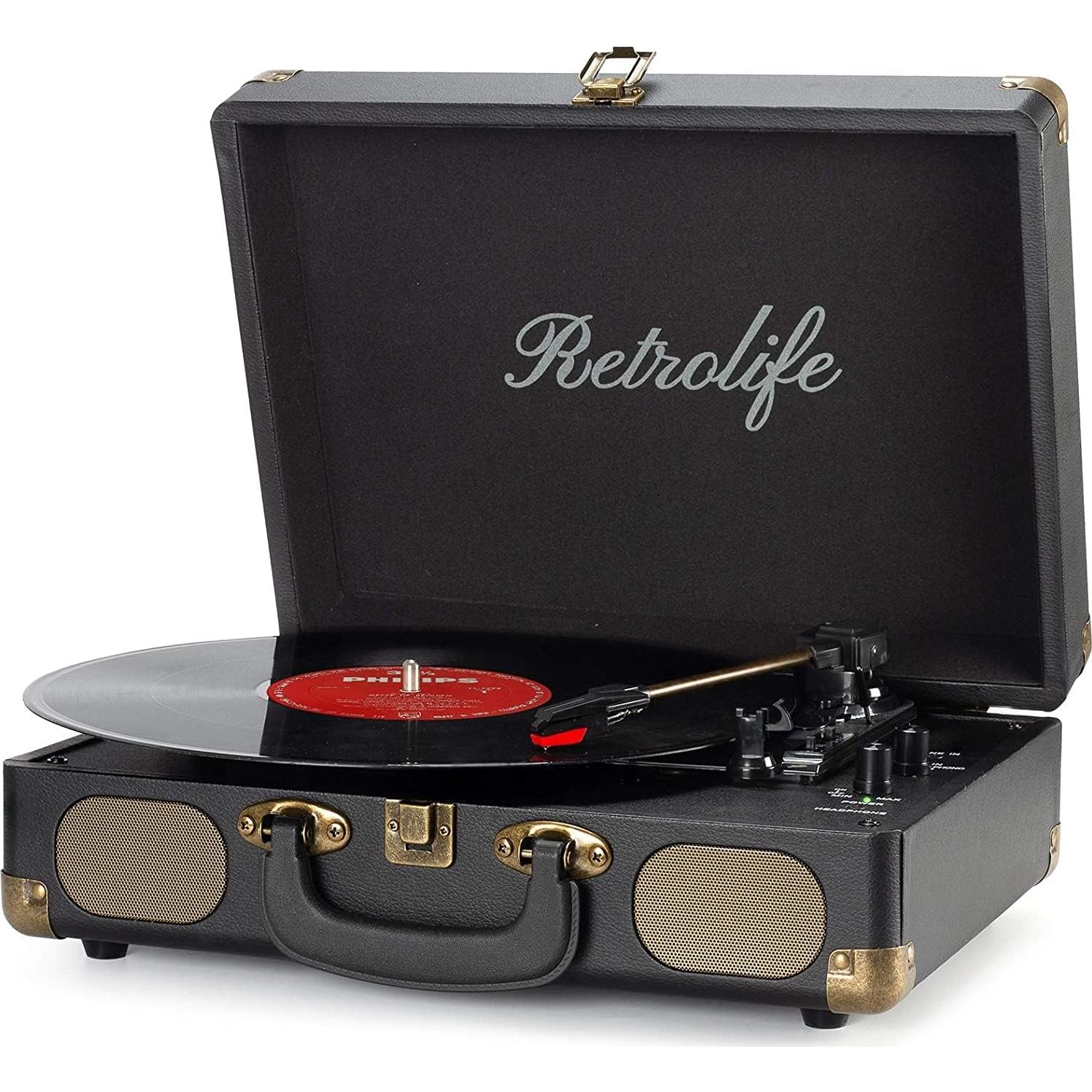 Reproductor de Vinilo Retrolife R609 Bluetooth 3 Velocidades