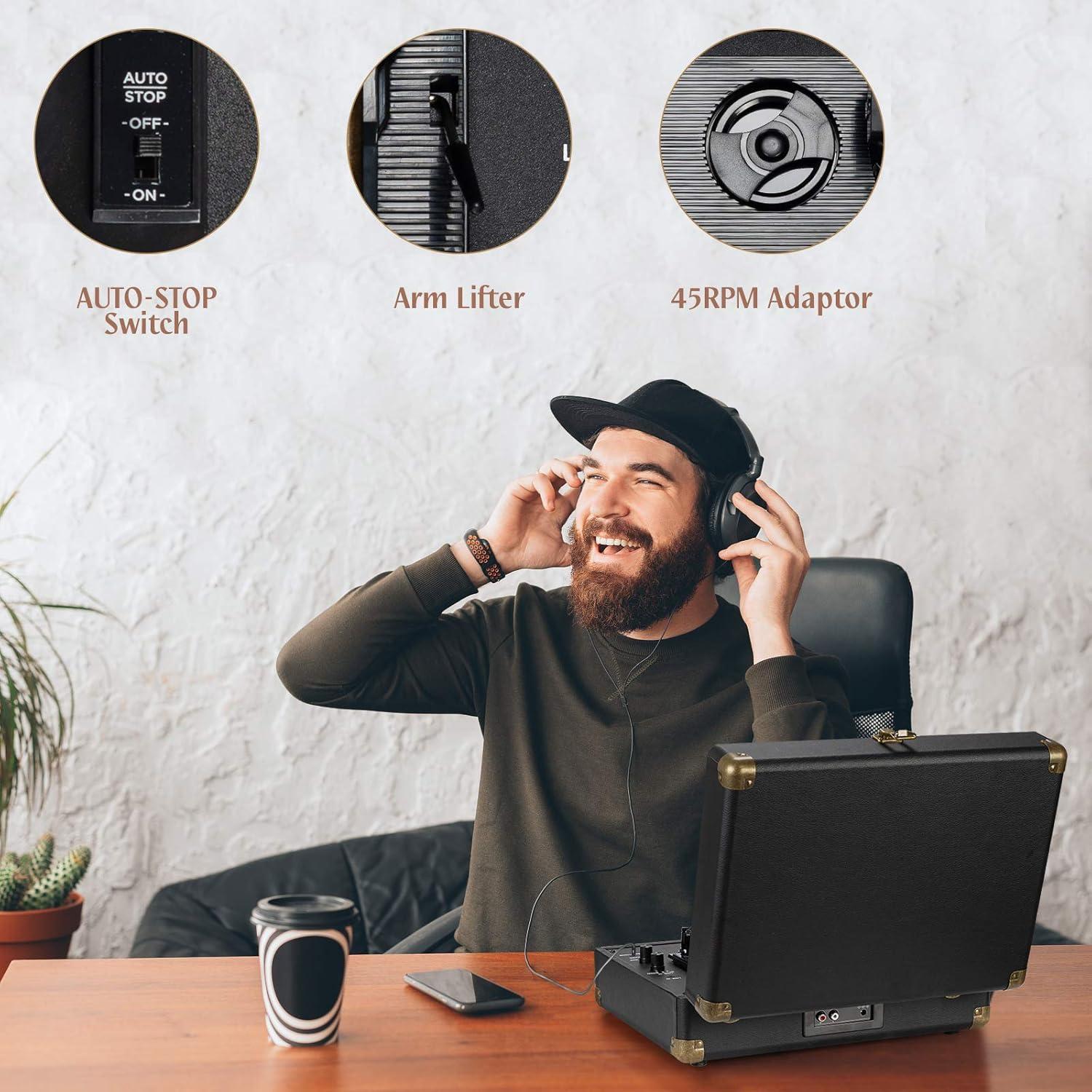 Reproductor de Vinilo Retrolife R609 Bluetooth 3 Velocidades