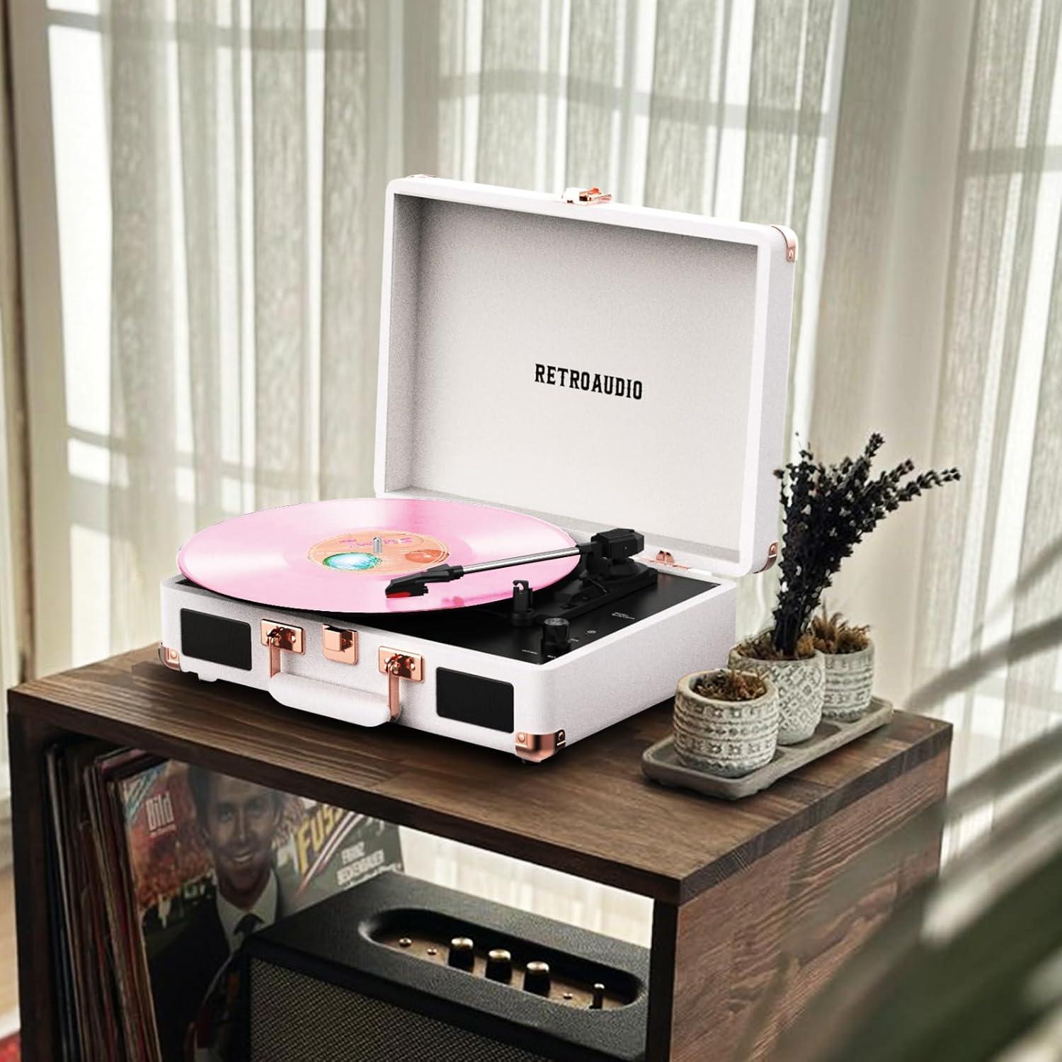 Reproductor de Vinilo RetroAudio Maleta Bluetooth 3 Velocidades