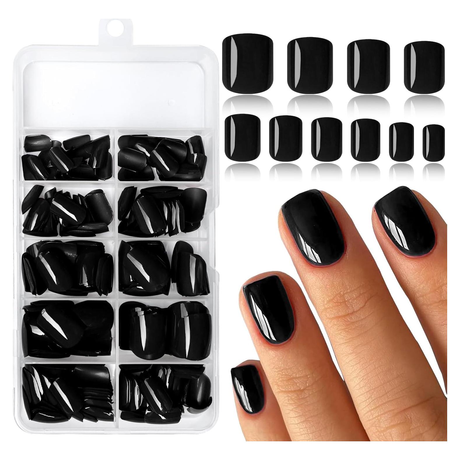 Kit de Uñas Postizas Cuadradas LoveOurHome - 240pc Negras