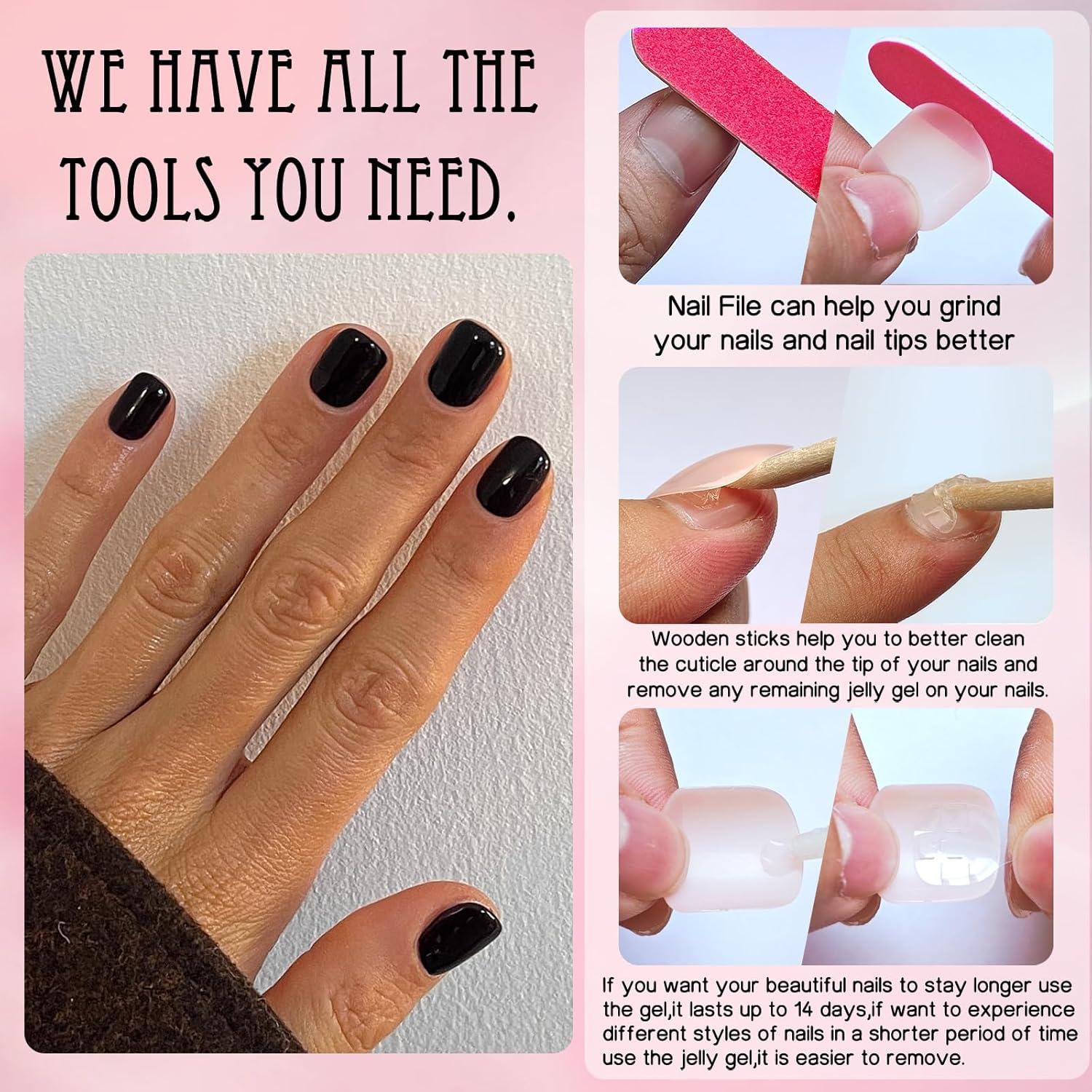 Kit de Uñas Postizas Cuadradas LoveOurHome - 240pc Negras