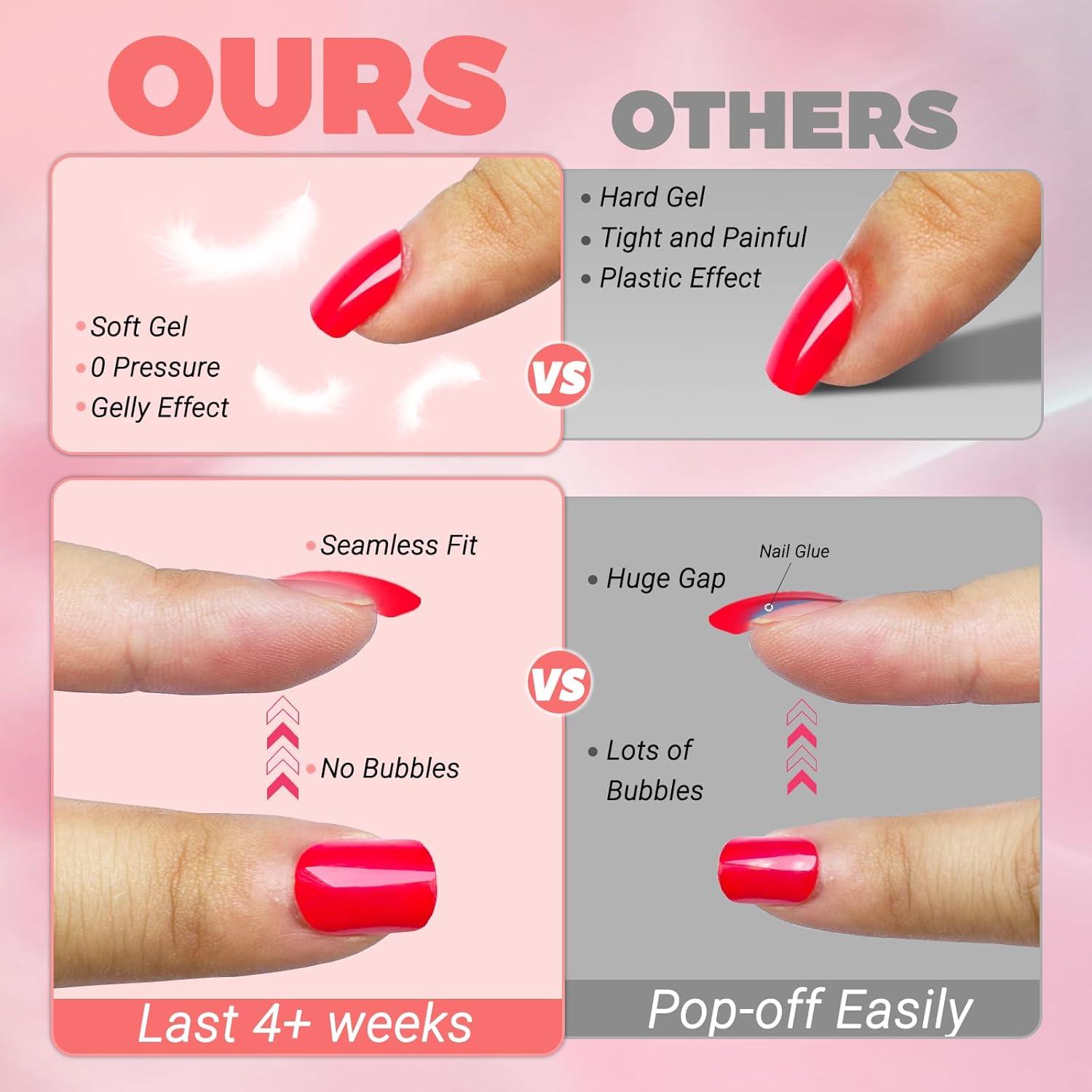 Kit de Uñas Postizas Cuadradas LoveOurHome - 240pc Negras