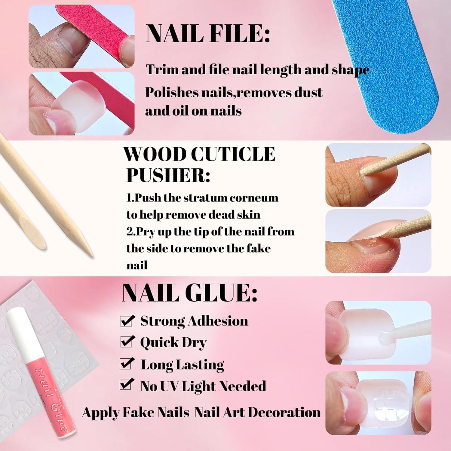 Kit de Uñas Postizas Cuadradas LoveOurHome - 240pc Negras