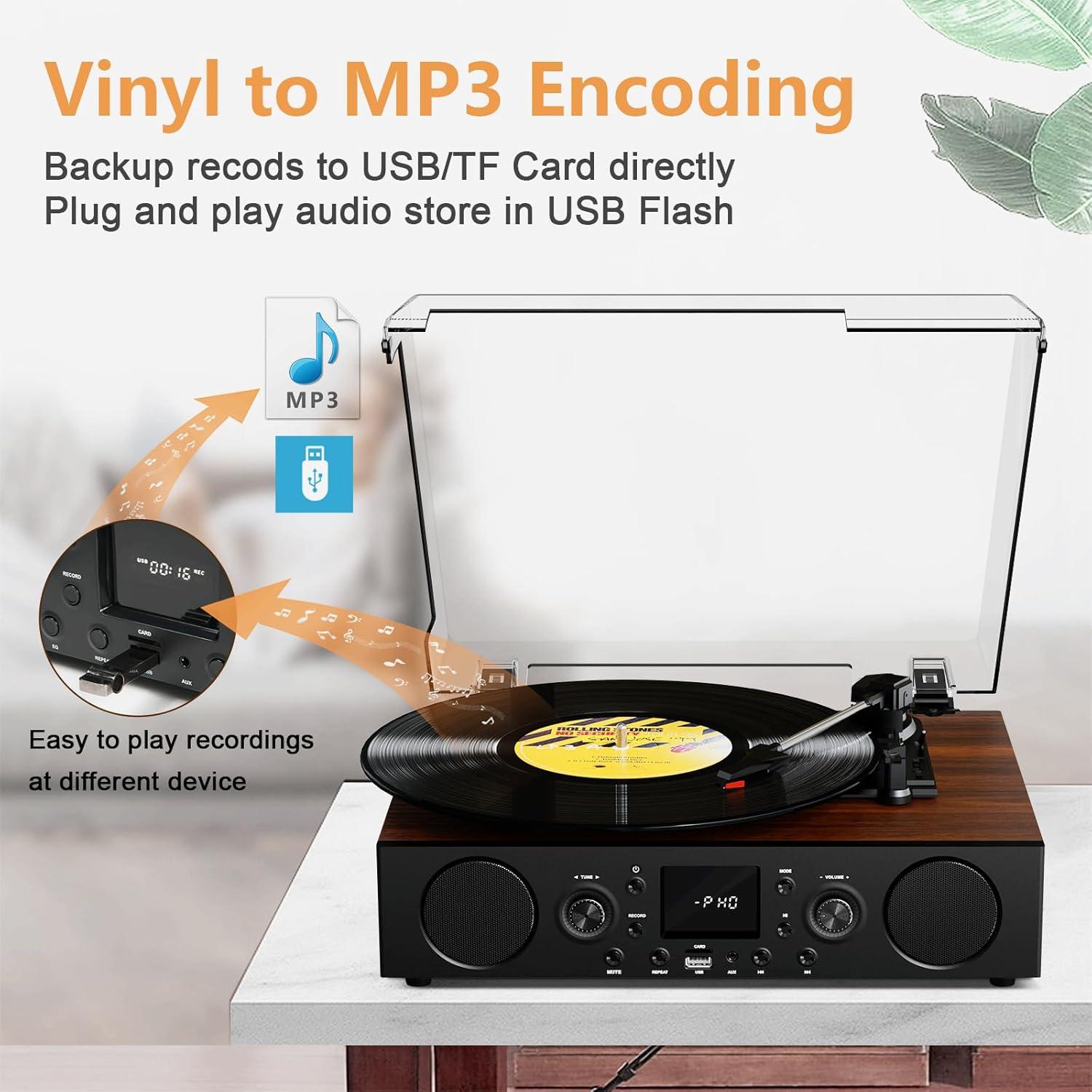 Reproductor de Vinilo DANFI AUDIO TE-103 Bluetooth 3 Velocidades