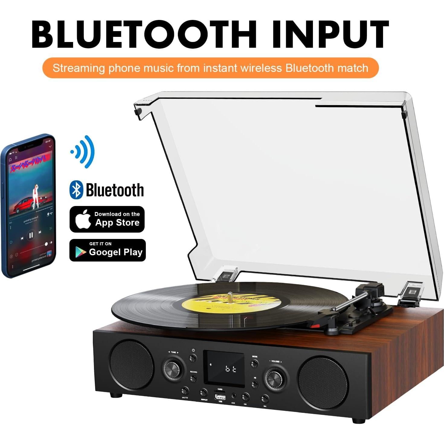 Reproductor de Vinilo DANFI AUDIO TE-103 Bluetooth 3 Velocidades