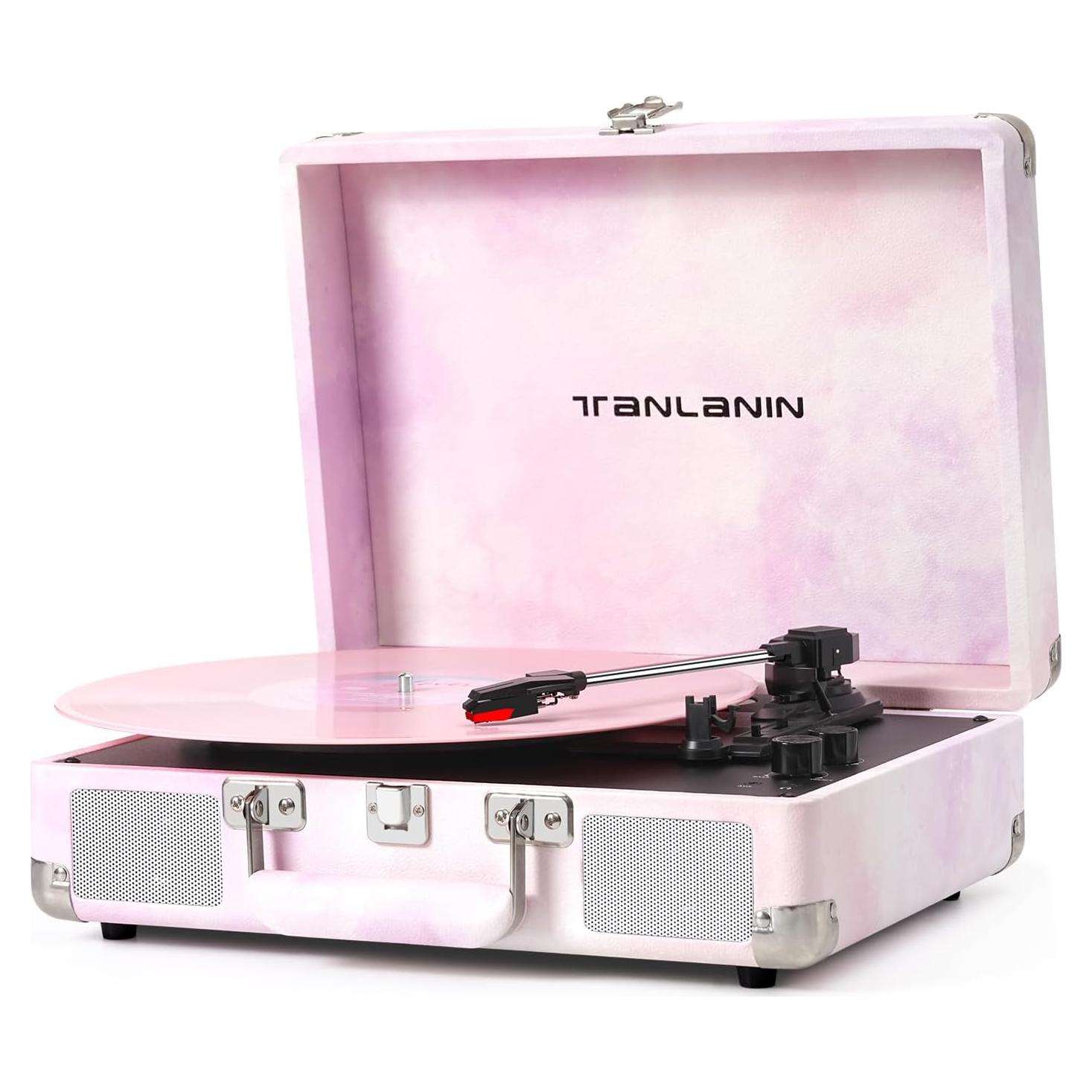 Reproductor de Vinilo TANLANIN TE-001DPW Rosa Acuarela Bluetooth