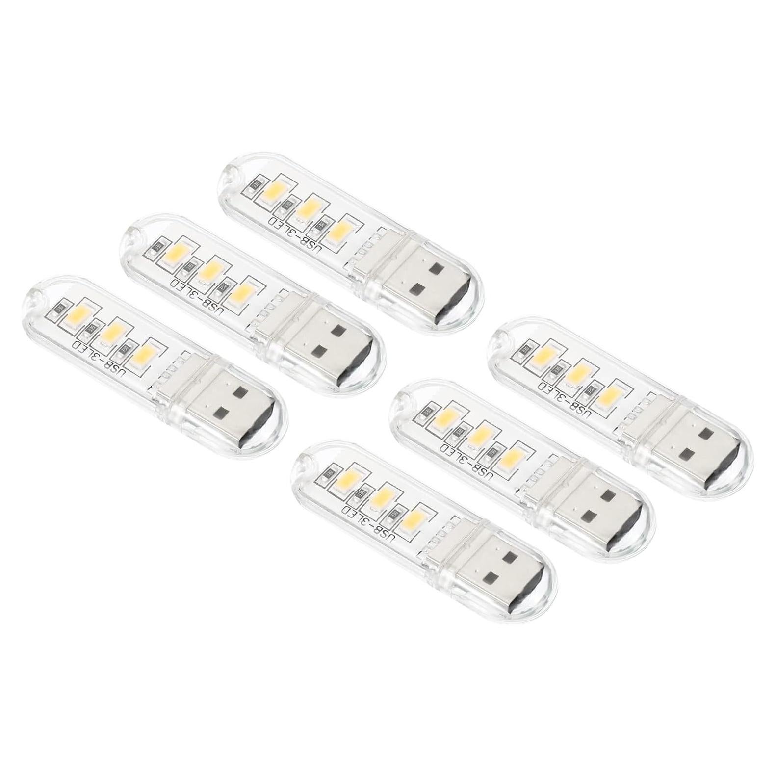 Luz Nocturna LED USB PATIKIL, 6 Pcs, Blanco Cálido, 5V
