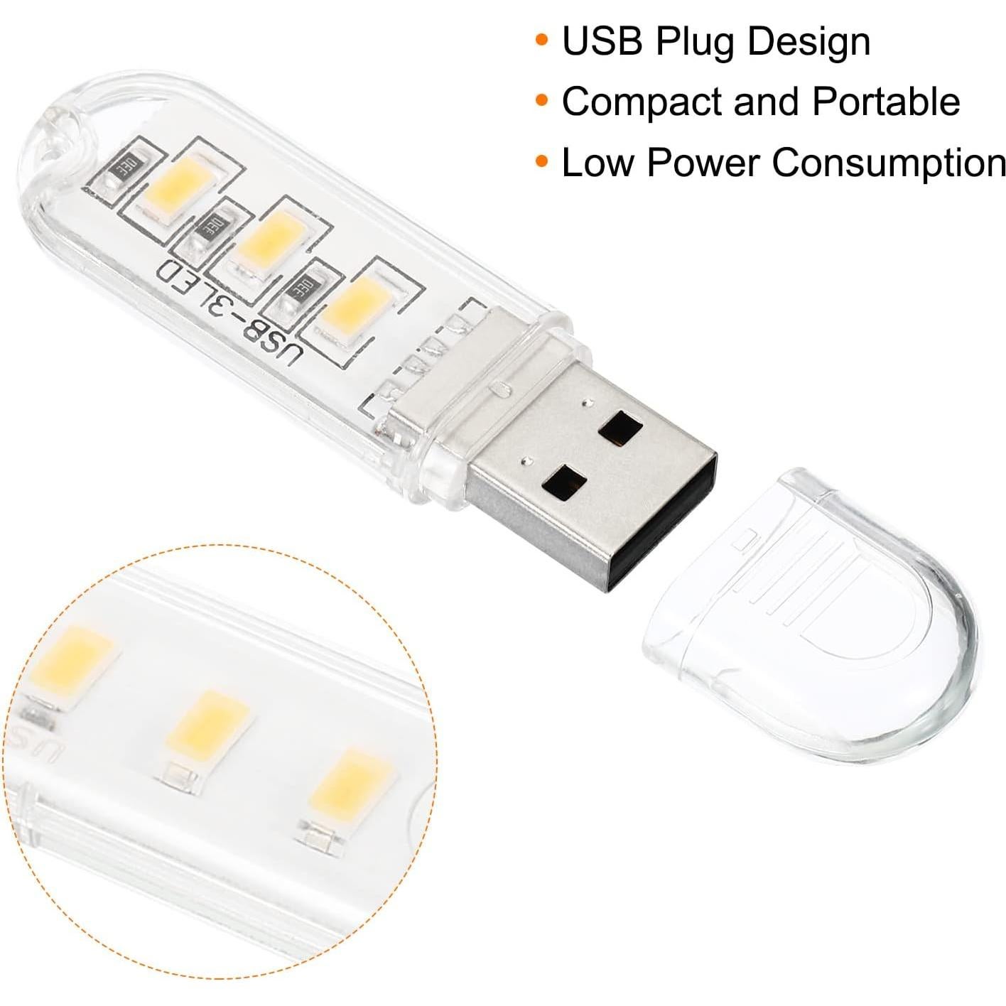 Luz Nocturna LED USB PATIKIL, 6 Pcs, Blanco Cálido, 5V