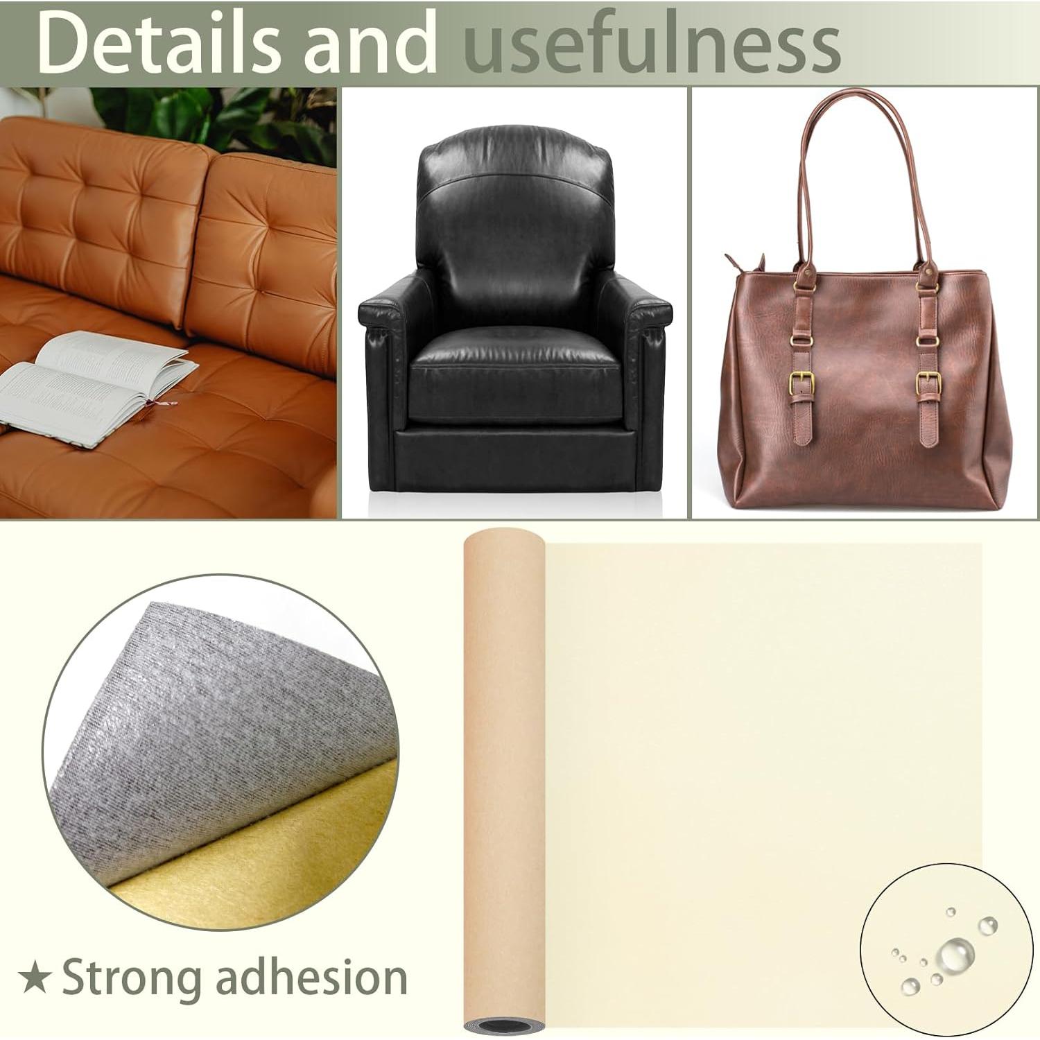 Parche de Reparación de Cuero Beige TACOLO 30x137 cm Autoadhesivo