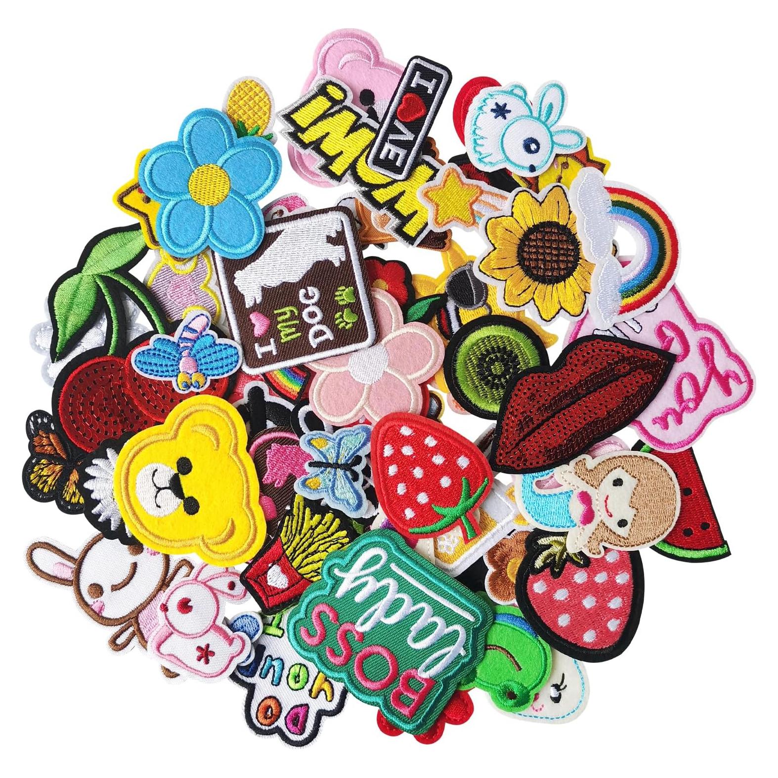 60 Pcs Parches Bordados FR para Coser y Planchar - Algodón