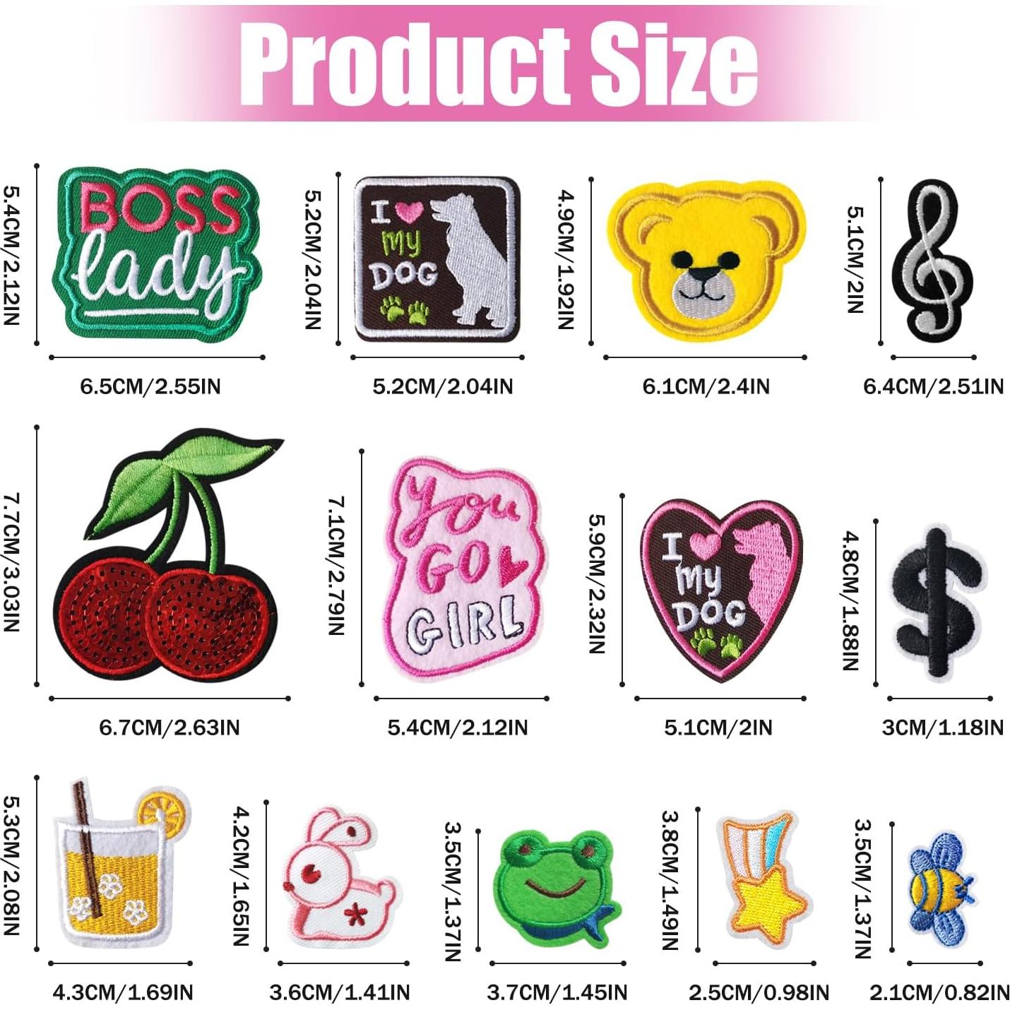 60 Pcs Parches Bordados FR para Coser y Planchar - Algodón