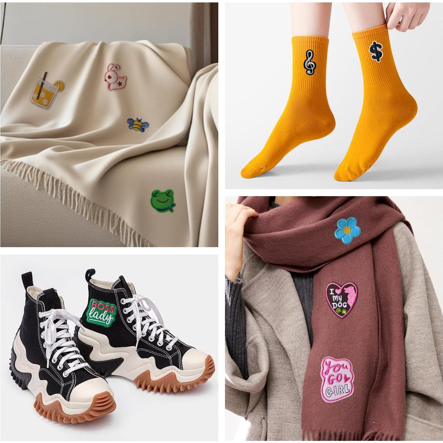 60 Pcs Parches Bordados FR para Coser y Planchar - Algodón