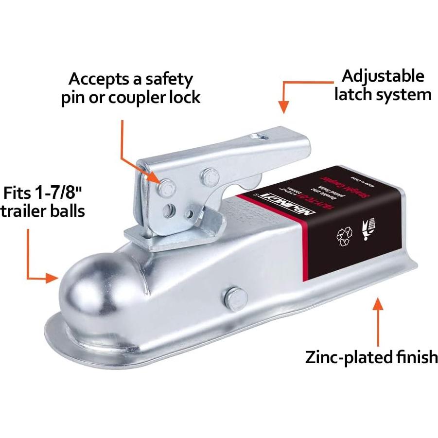 Acoplador de Remolque NBJINGYI 2" con Bola de 48 mm 907 kg