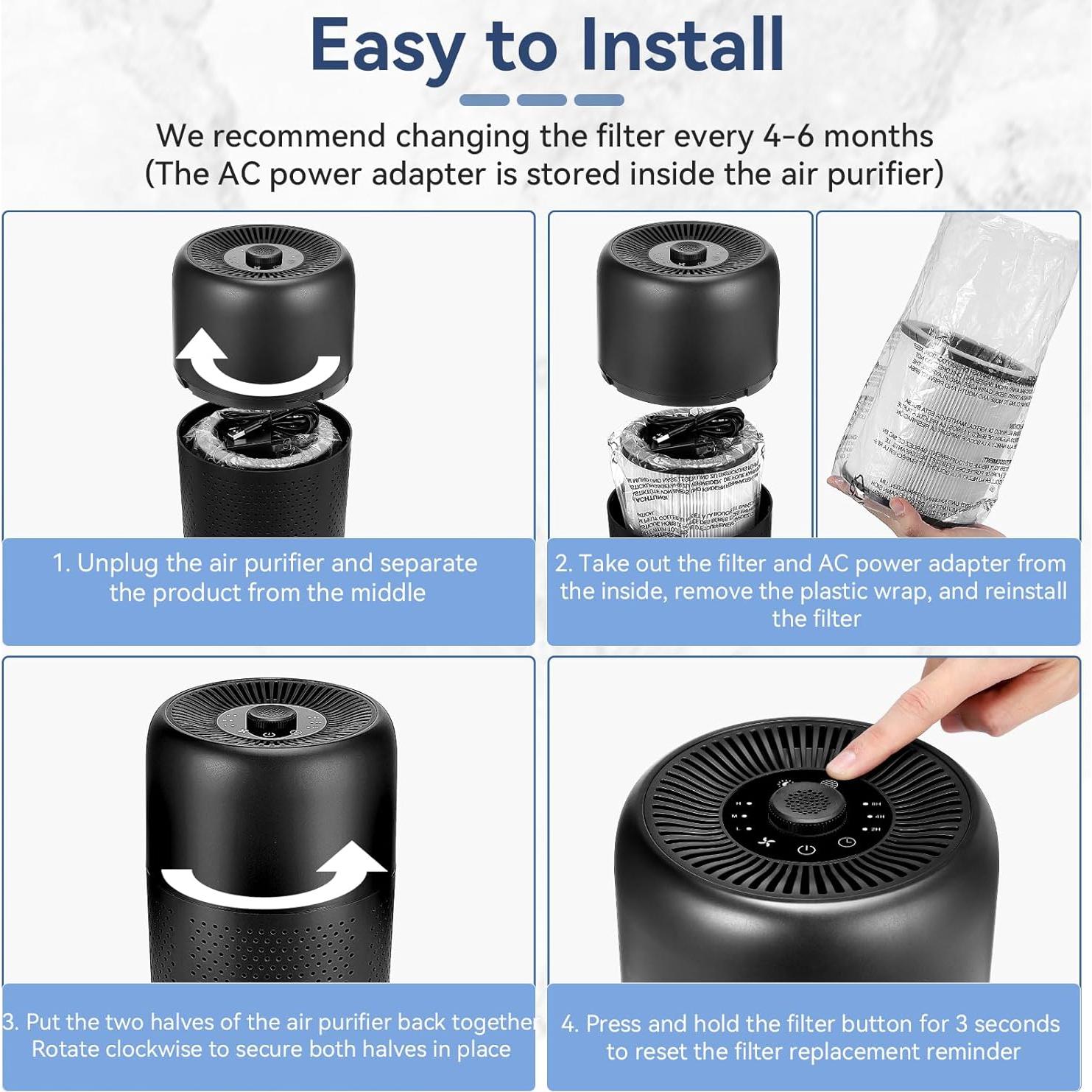 Purificadores de Aire YARIKI P60 - 2 Unidades, Filtro HEPA, Luz Nocturna