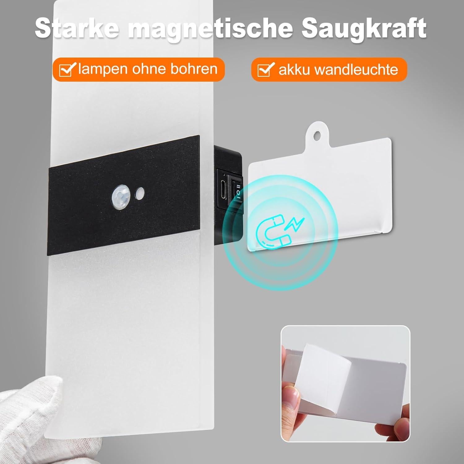 Aplique de Pared LED Recargable SURPALIG con Sensor 3000K