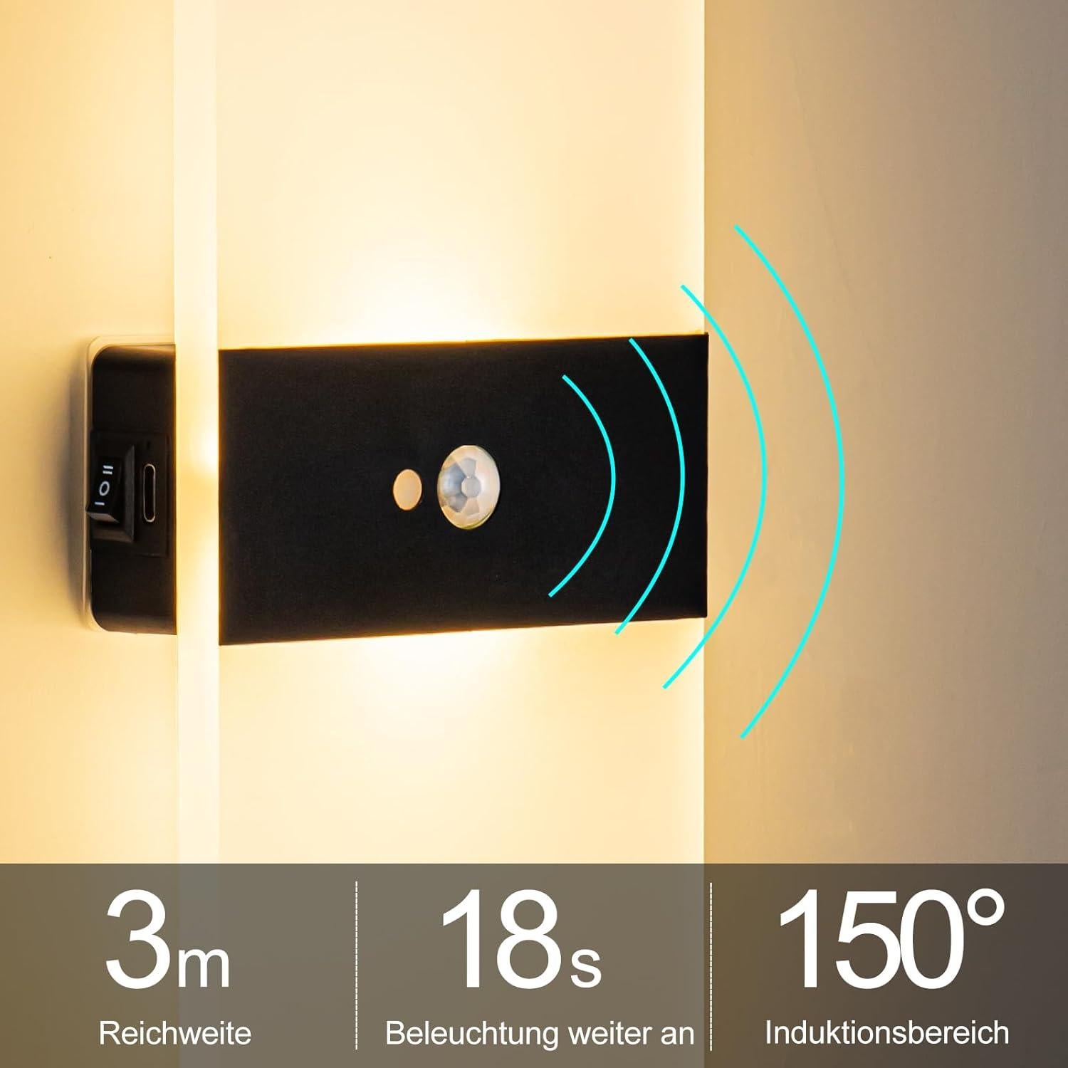 Aplique de Pared LED Recargable SURPALIG con Sensor 3000K