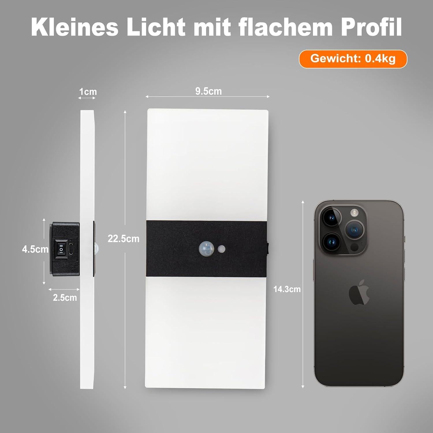 Aplique de Pared LED Recargable SURPALIG con Sensor 3000K