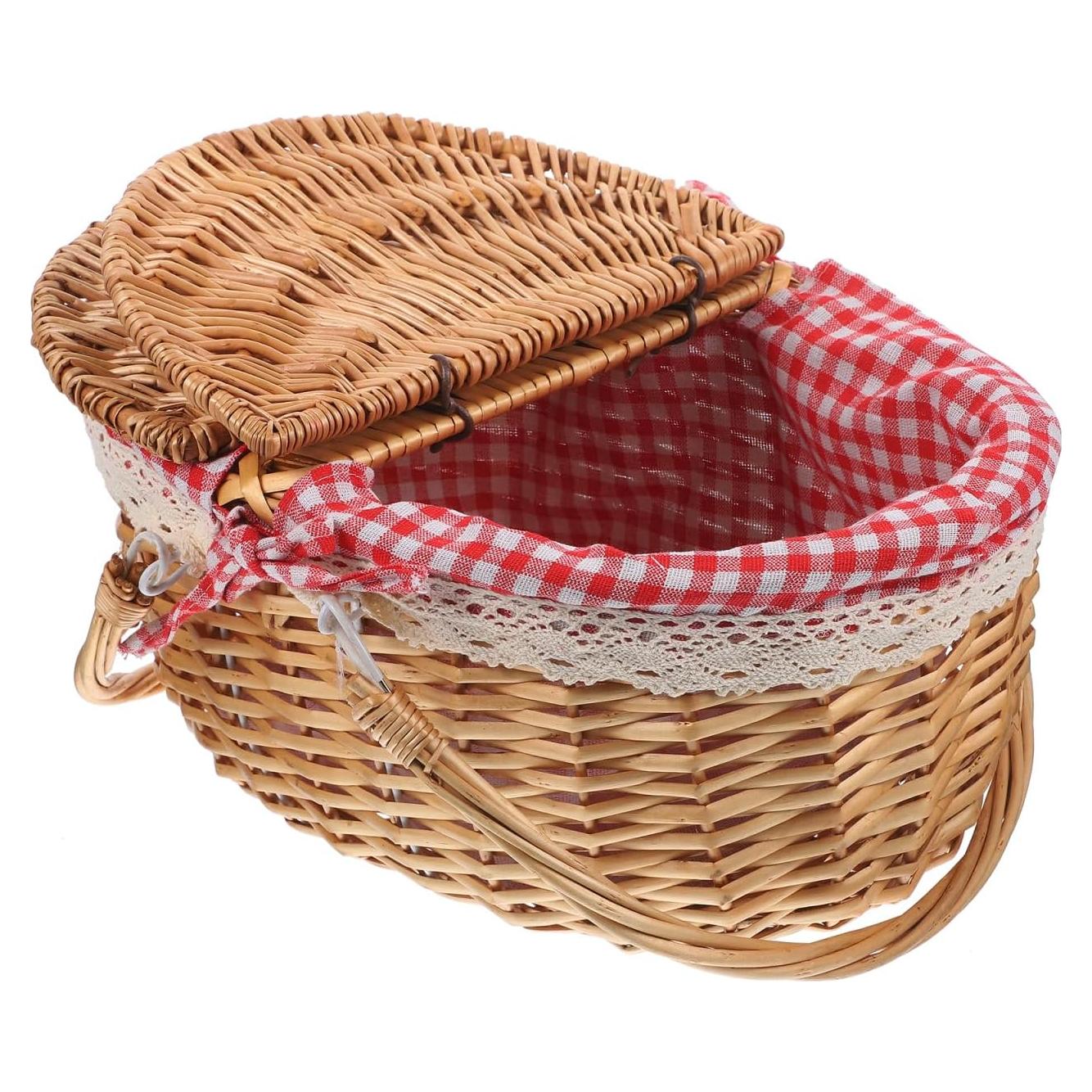 Cesta de Picnic de Mimbre Milisten 35x25x17cm con Tapa