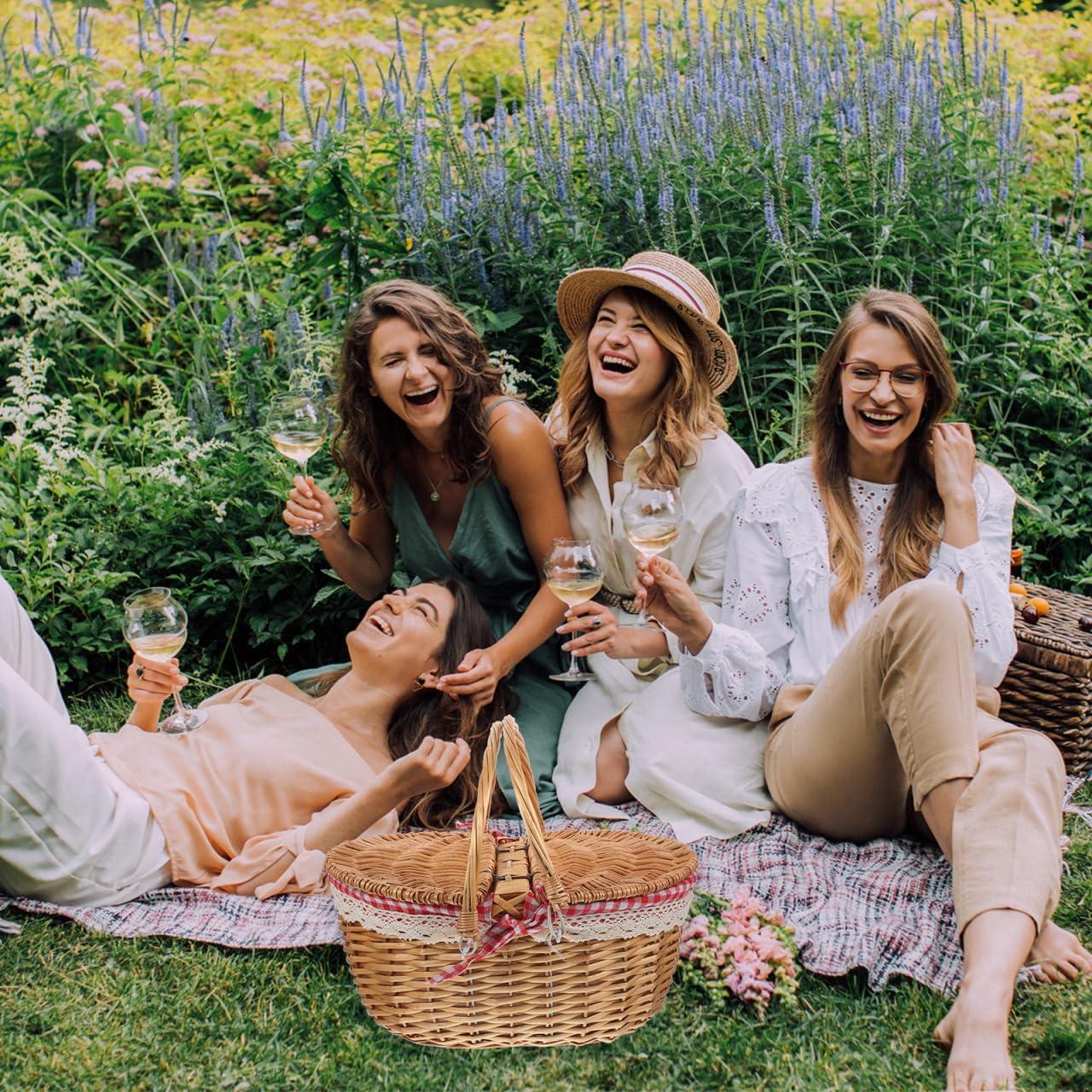 Cesta de Picnic de Mimbre Milisten 35x25x17cm con Tapa