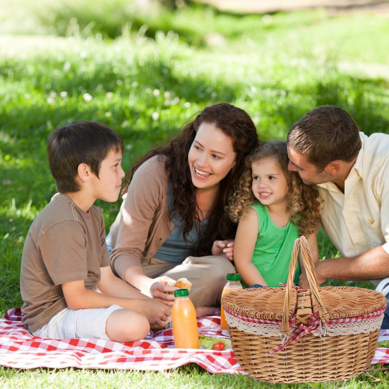 Cesta de Picnic de Mimbre Milisten 35x25x17cm con Tapa