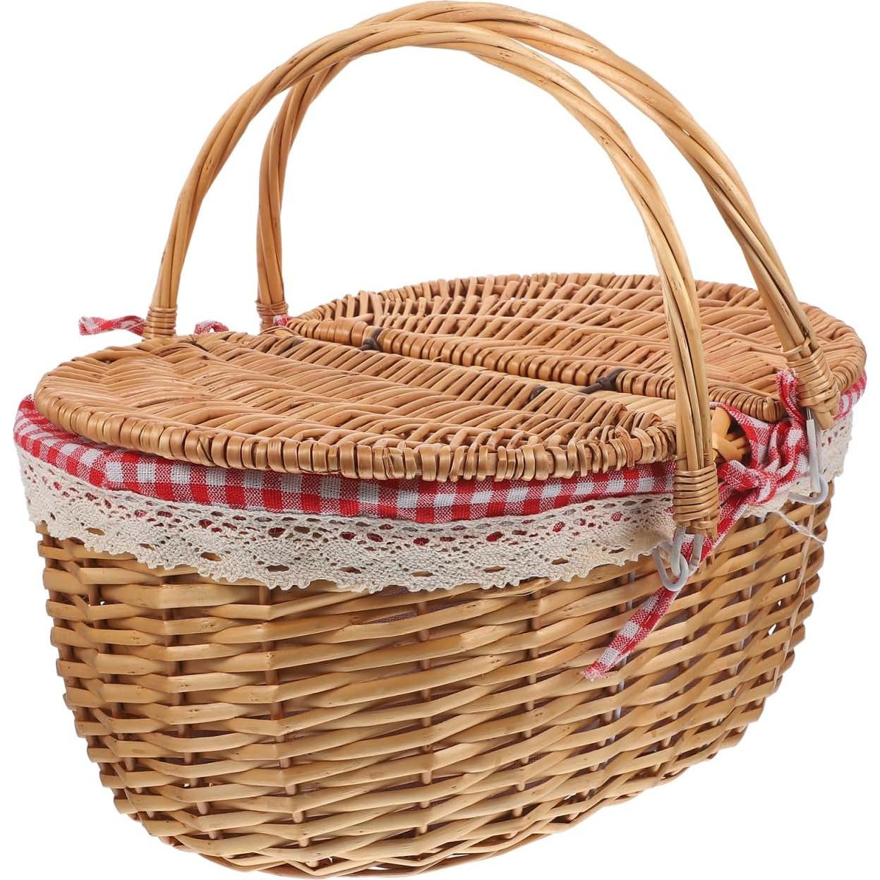 Cesta de Picnic de Mimbre Milisten 35x25x17cm con Tapa
