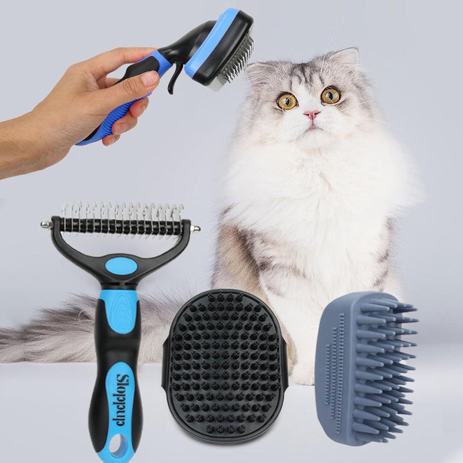Kit de Cepillos para Perros y Gatos PETIMP 4 en 1 Azul Negro