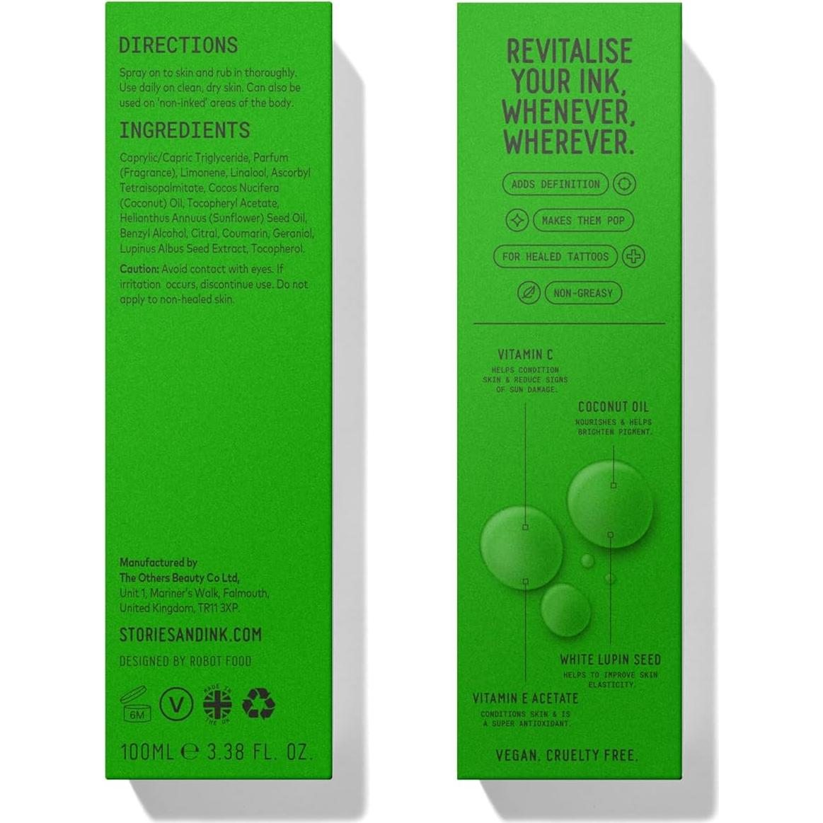 Aceite Corporal Iluminador Stories & Ink 100 mL - Brillo Tatuajes