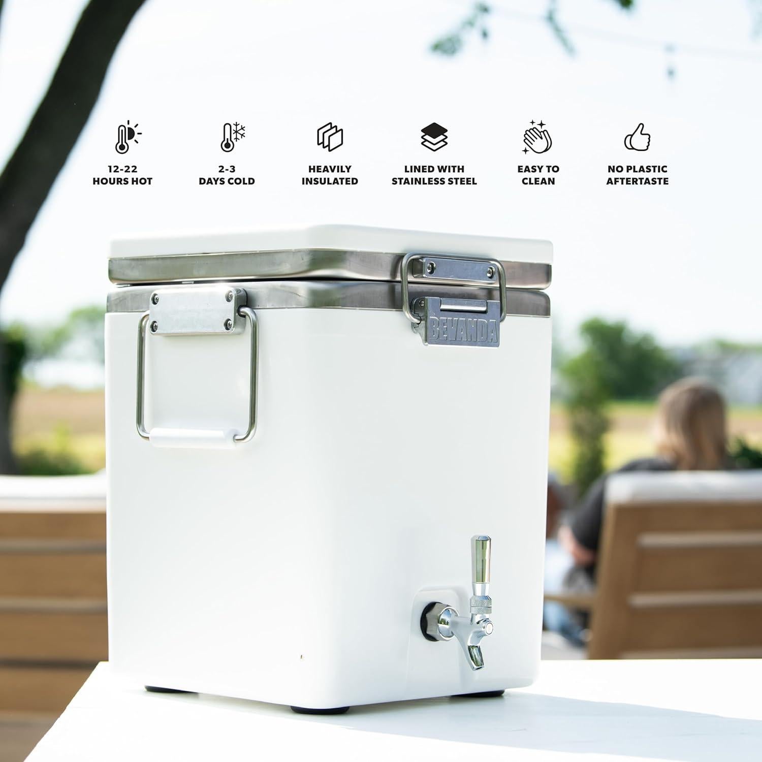 Dispensador de Bebidas Aislado Bevanda 3 Galones Acero Inoxidable