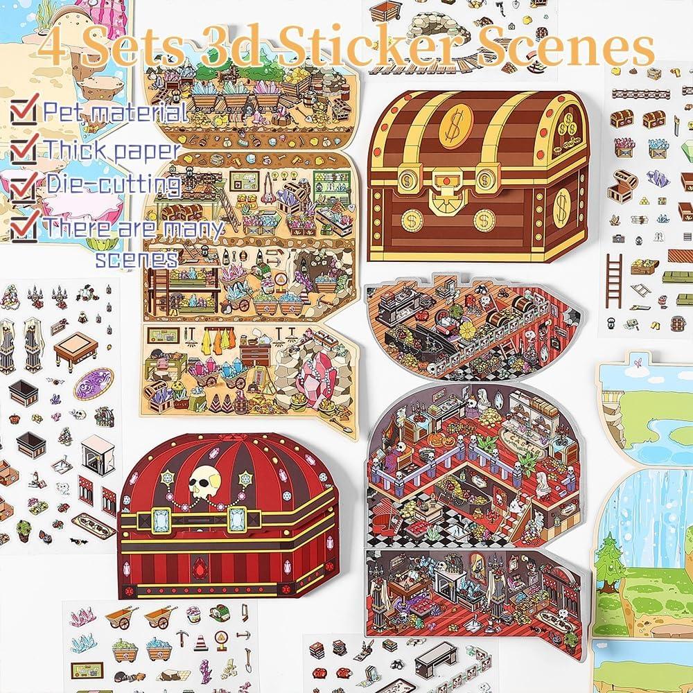 4 Sets Etiquetas 3D DIY Casa Affoto - Manualidades Creativas