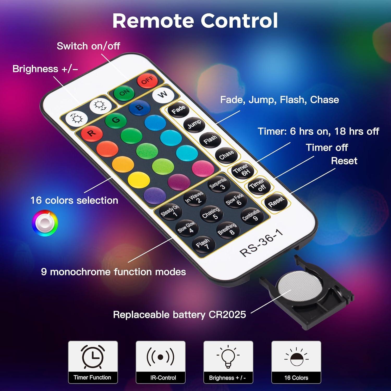 Luces de Cuerda LED Minetom 10.06 m Cambian de Color Control Remoto