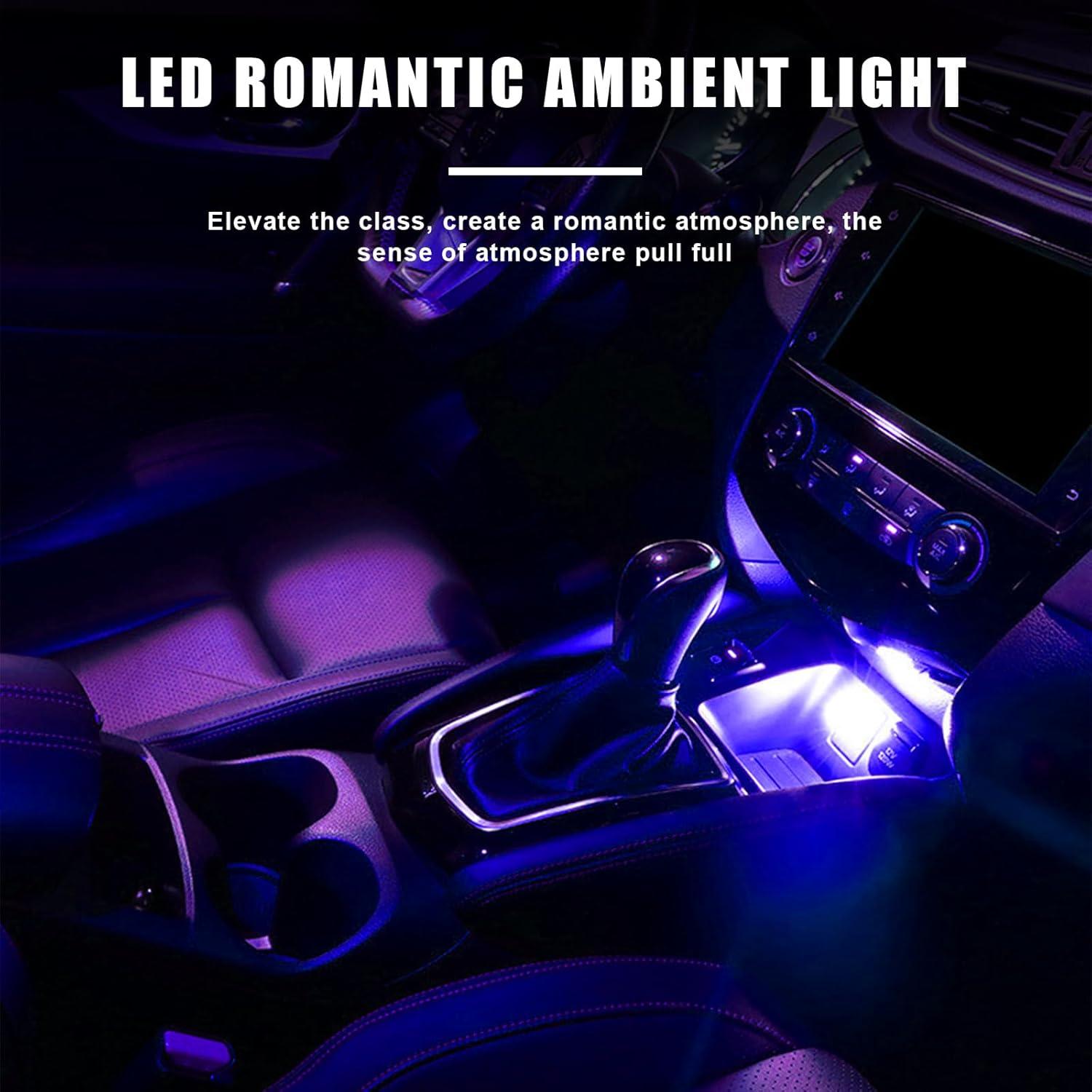 4 PCS Luz de Ambiente LED USB Sylvil para Automóvil Interior Azul